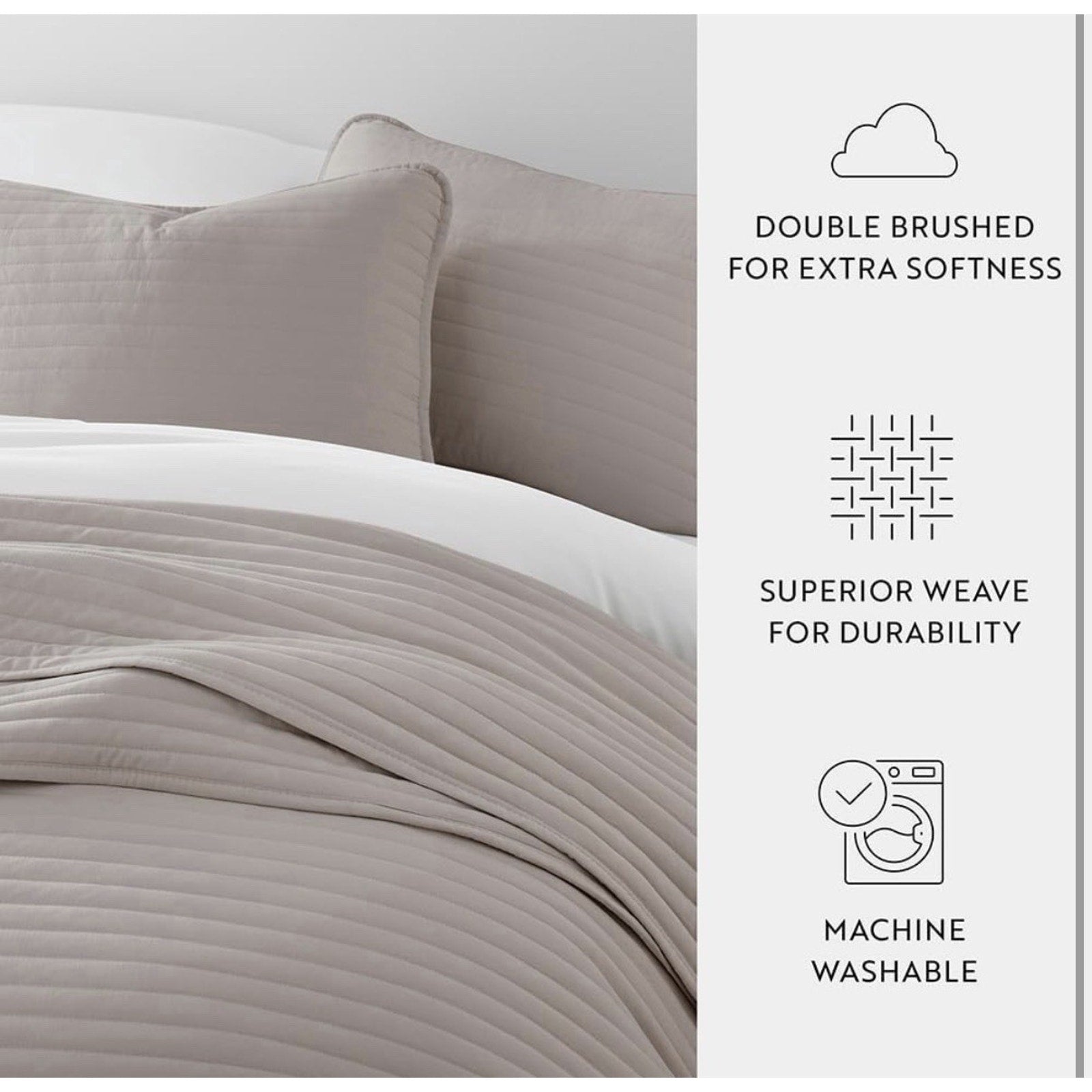 Linen Market Striped Quilt Coverlet Set, King/Cal-King, Latte
