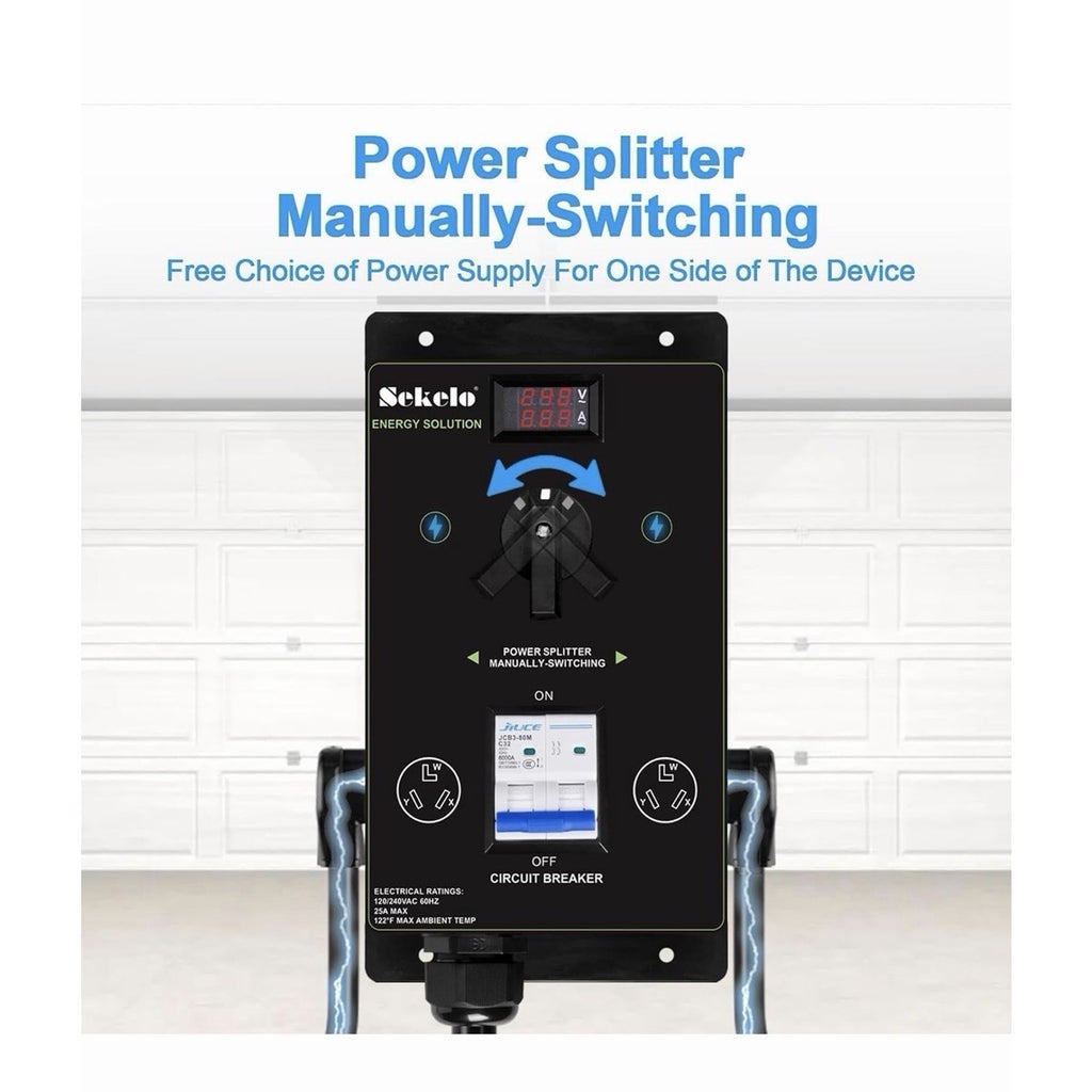 Manual EV Charging Switch with NEMA 10-30 Splitter for Dryer & EV Use