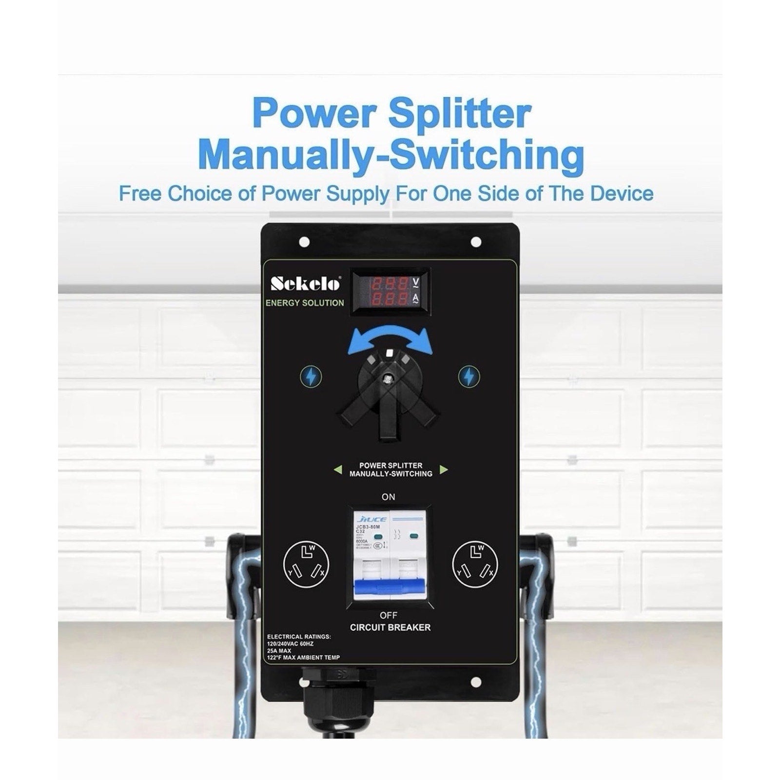 Manual EV Charging Switch with NEMA 10-30 Splitter for Dryer & EV Use