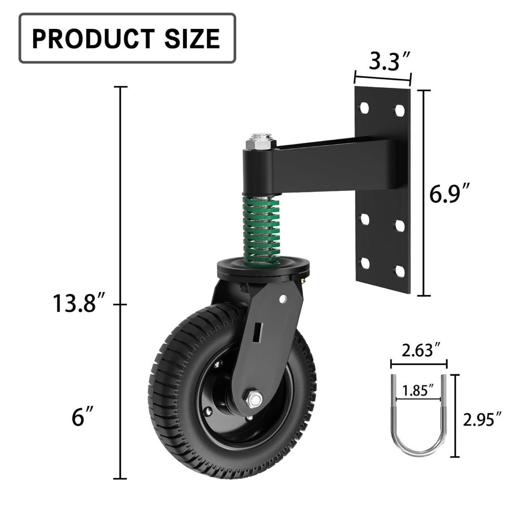Gate Wheel 8 Inch for Metal Tube Gate Wooden Gate,600 Lb Capacity Heavy Duty Spr
