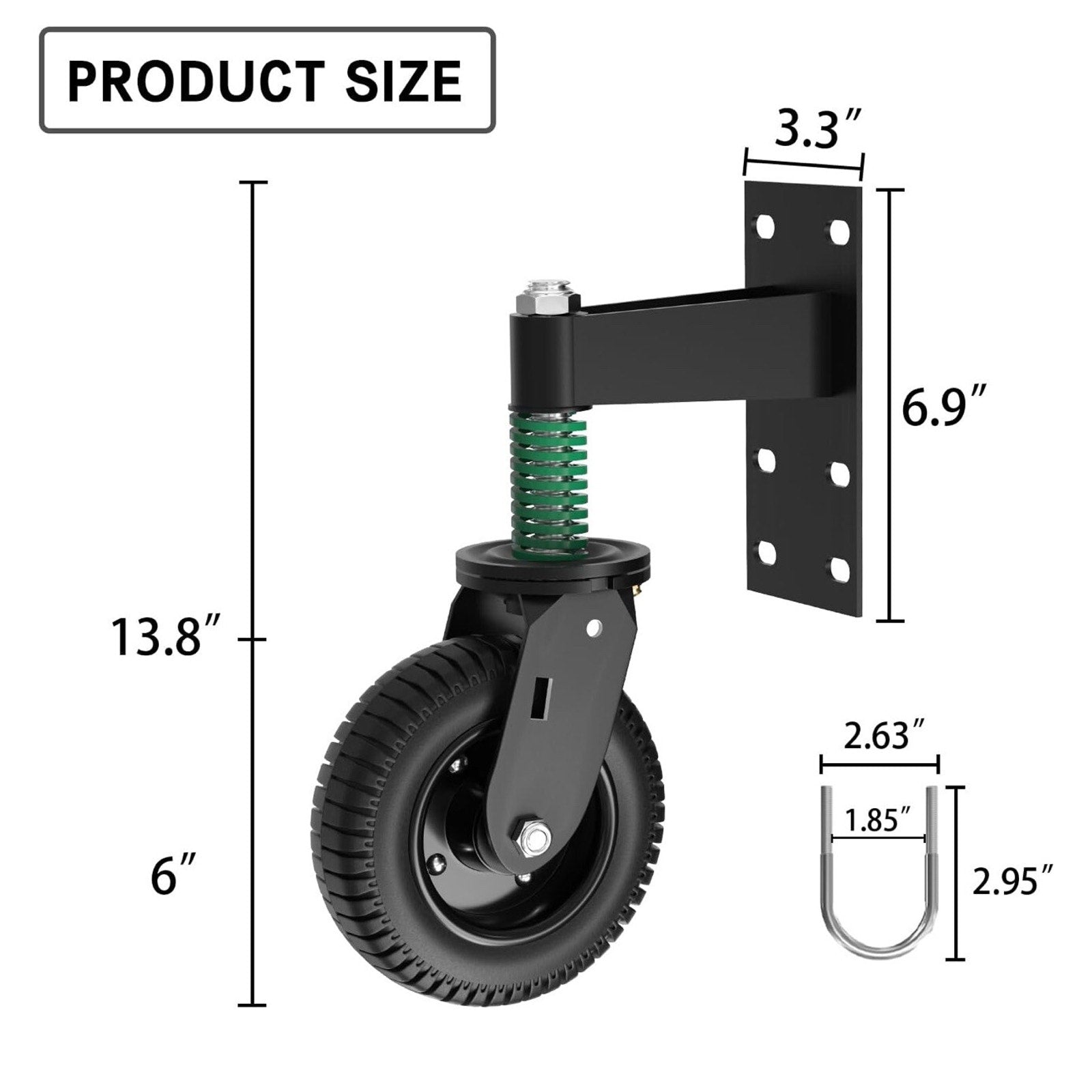 Gate Wheel 8 Inch for Metal Tube Gate Wooden Gate,600 Lb Capacity Heavy Duty Spr