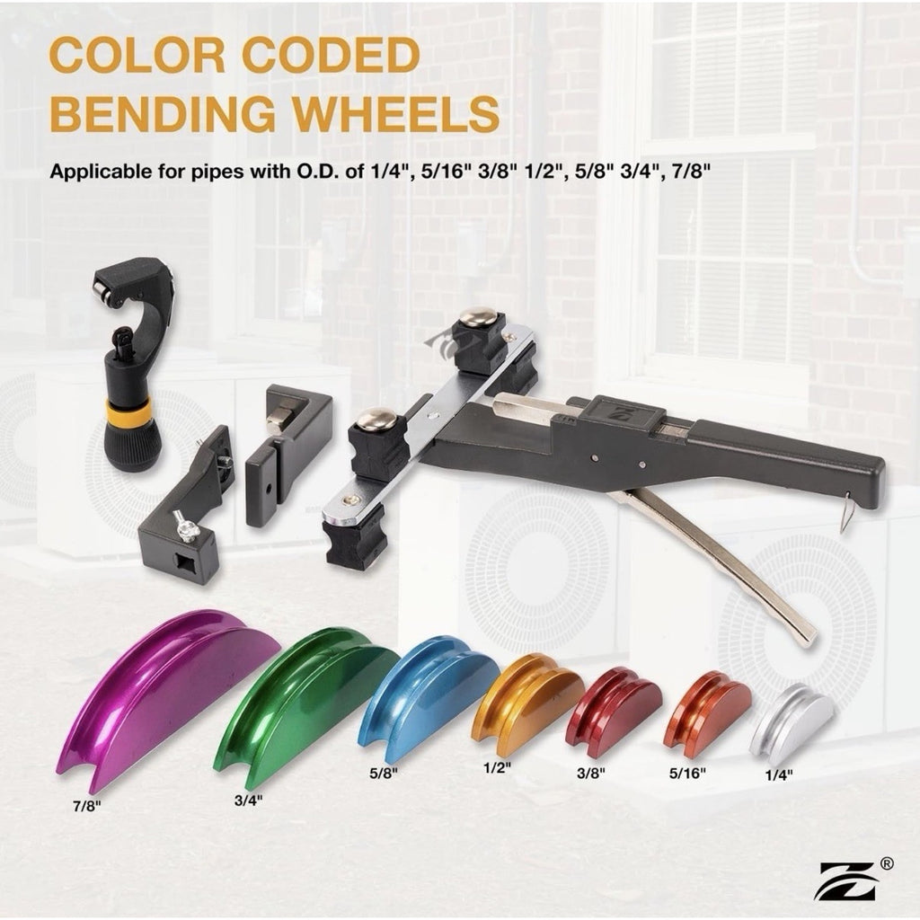 Zero ZN999 Pipe Bender Ratchet Tube Bender Set 7 Dies 1/4" to 7/8"