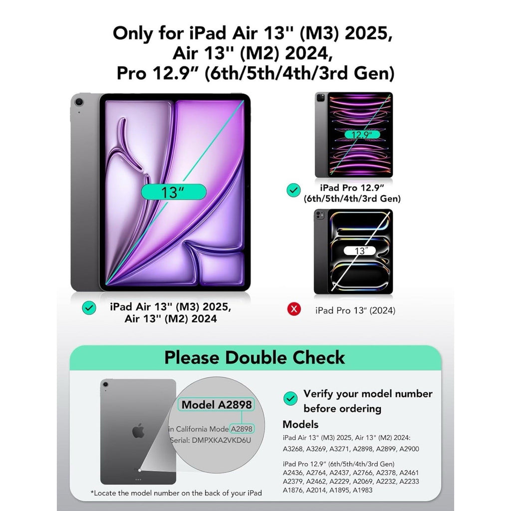 ESR iPad Air 13 inch 2024 Case Keyboard (M3,2025/M2,2024)