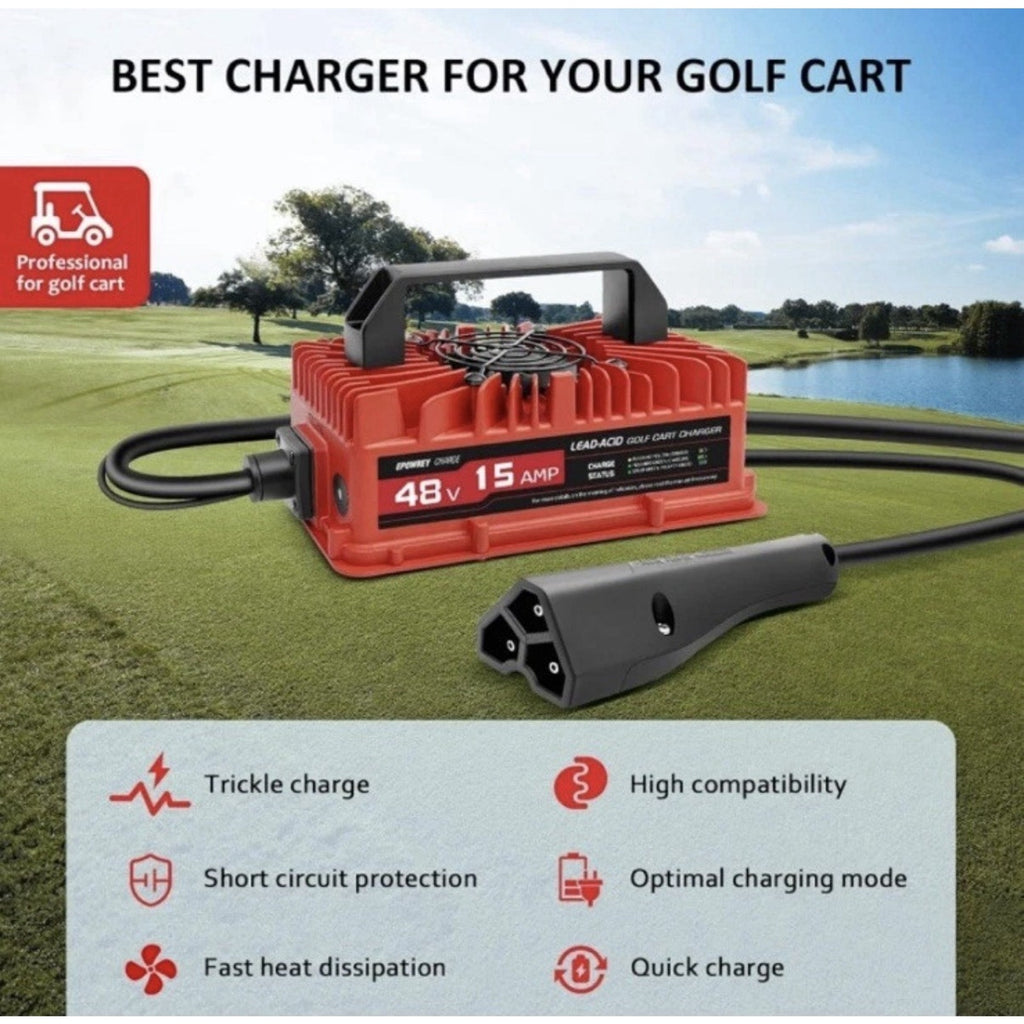 EPOWREY 48V/15A/800W Smart Battery Charger for Club Car DS/Precedent Golf Cart