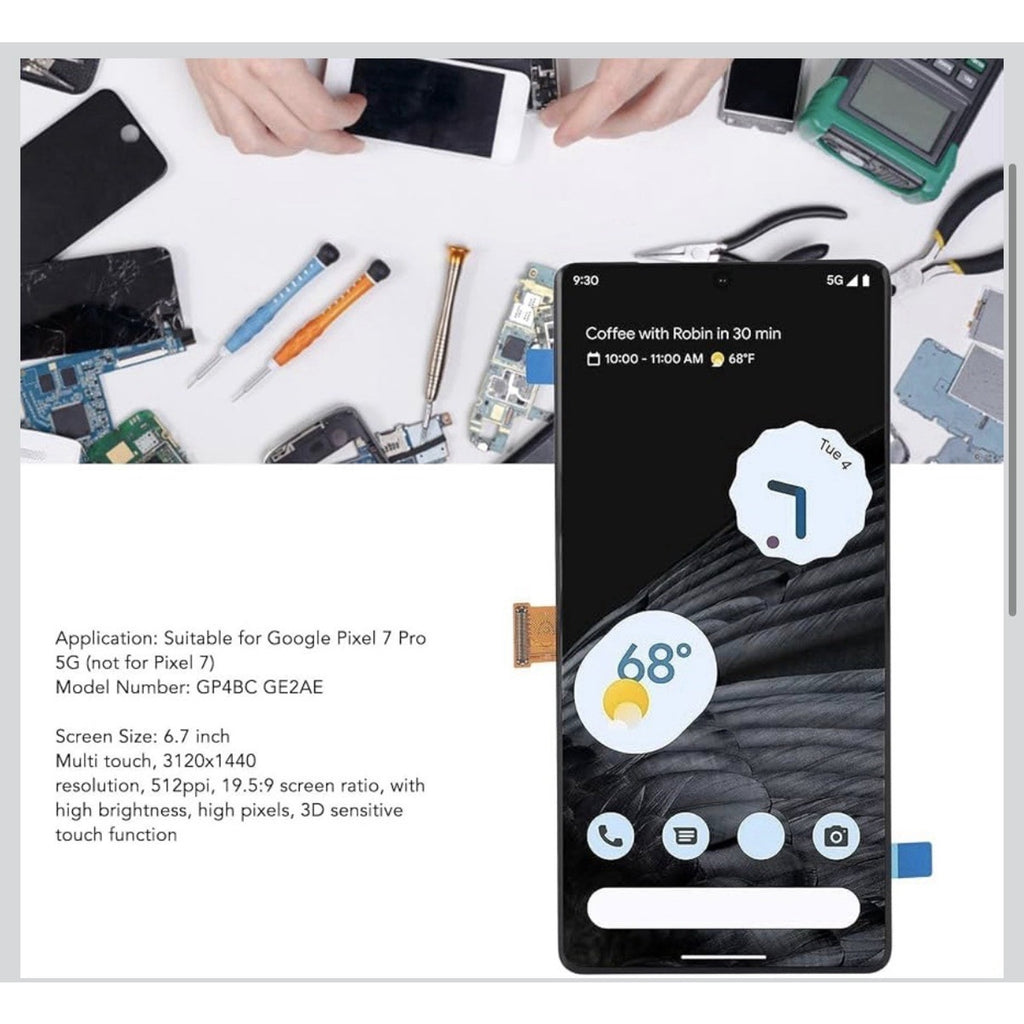 OLED for Google Pixel 7 Pro 5G Screen GP4BC GE2AE LCD Replacement
