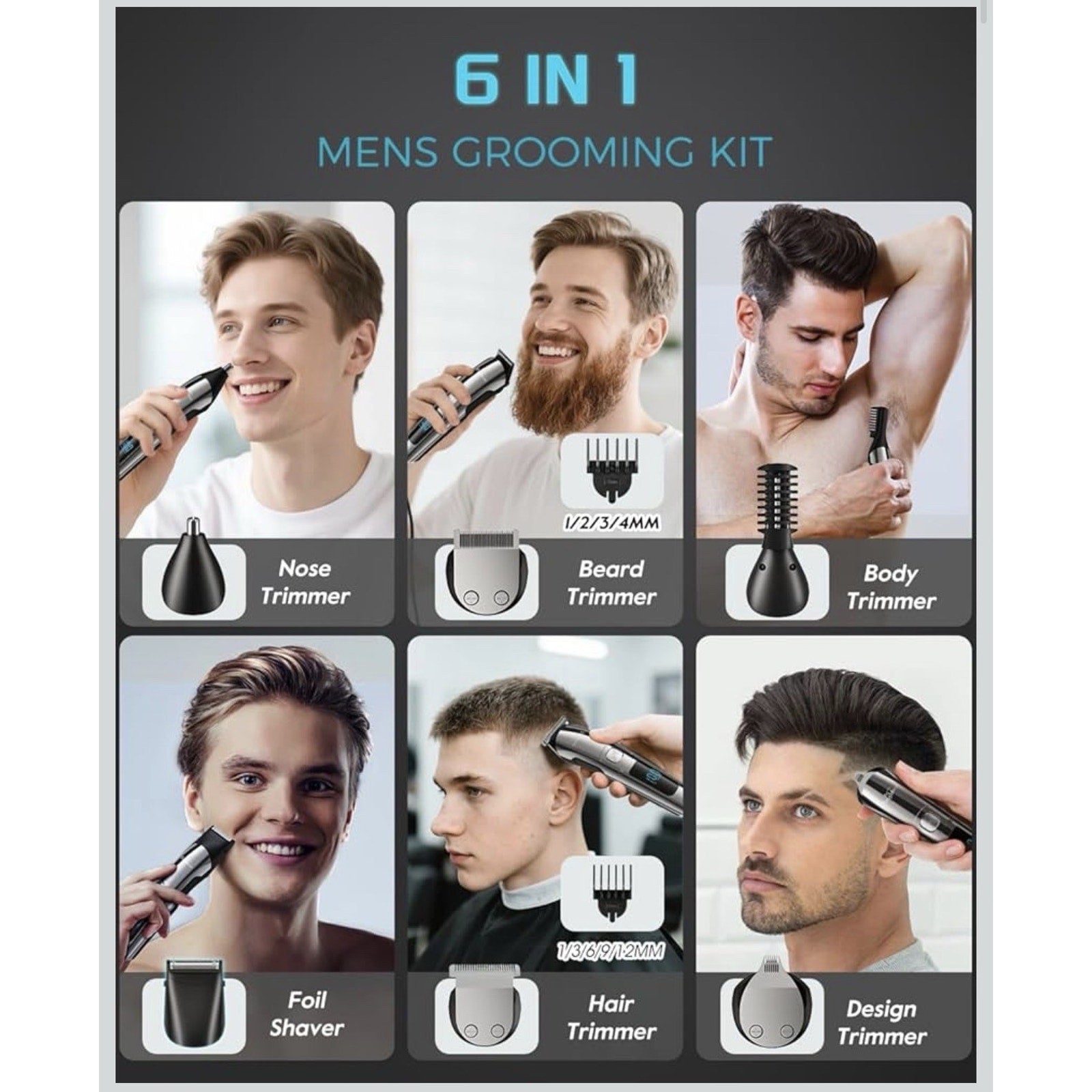 Brightup Stainless Steel Waterproof Beard Trimmer Men Electric Shaver 16 In 1