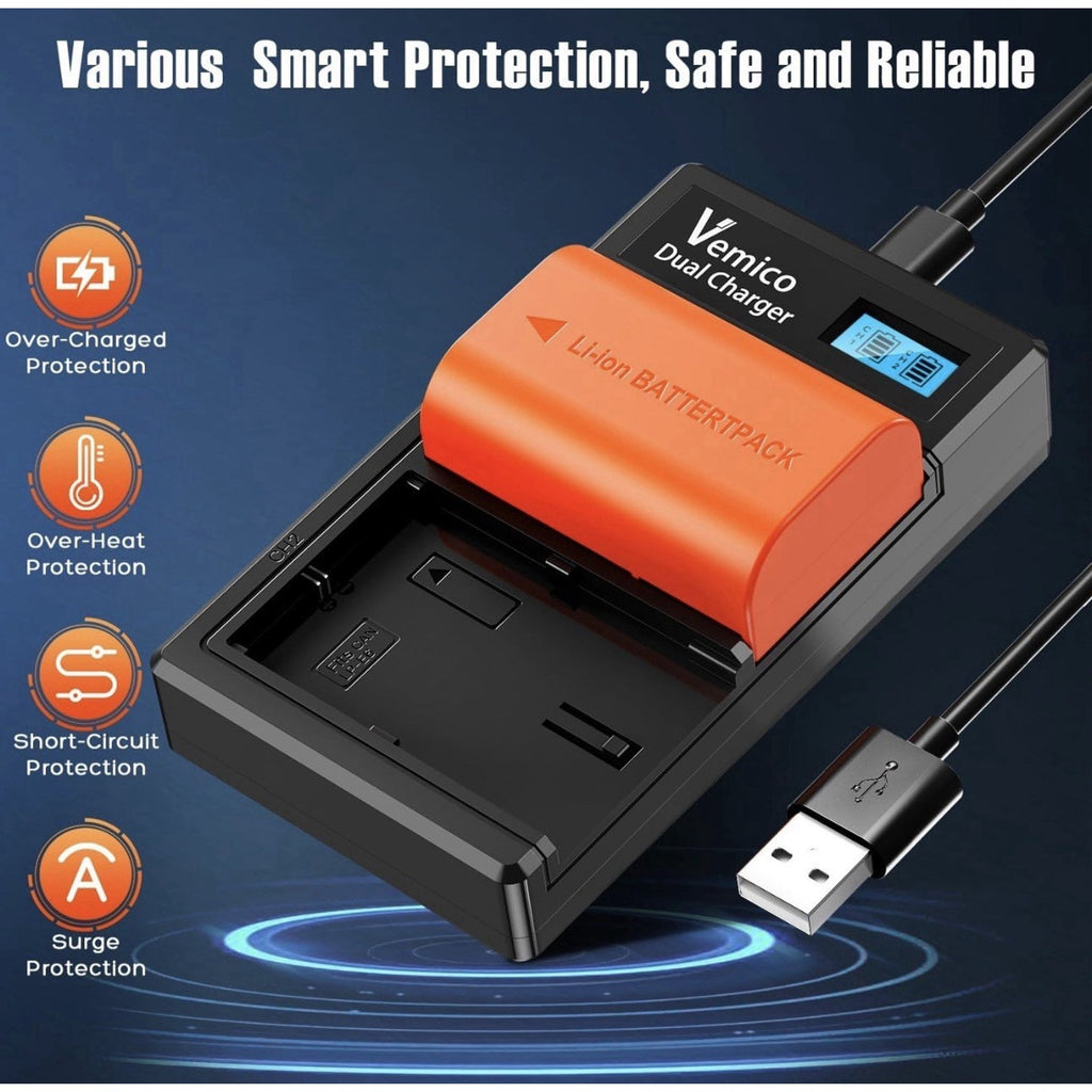 Vemico LP-E6NH Battery Charger Kit with 2100mAh LP-E6 Batteries