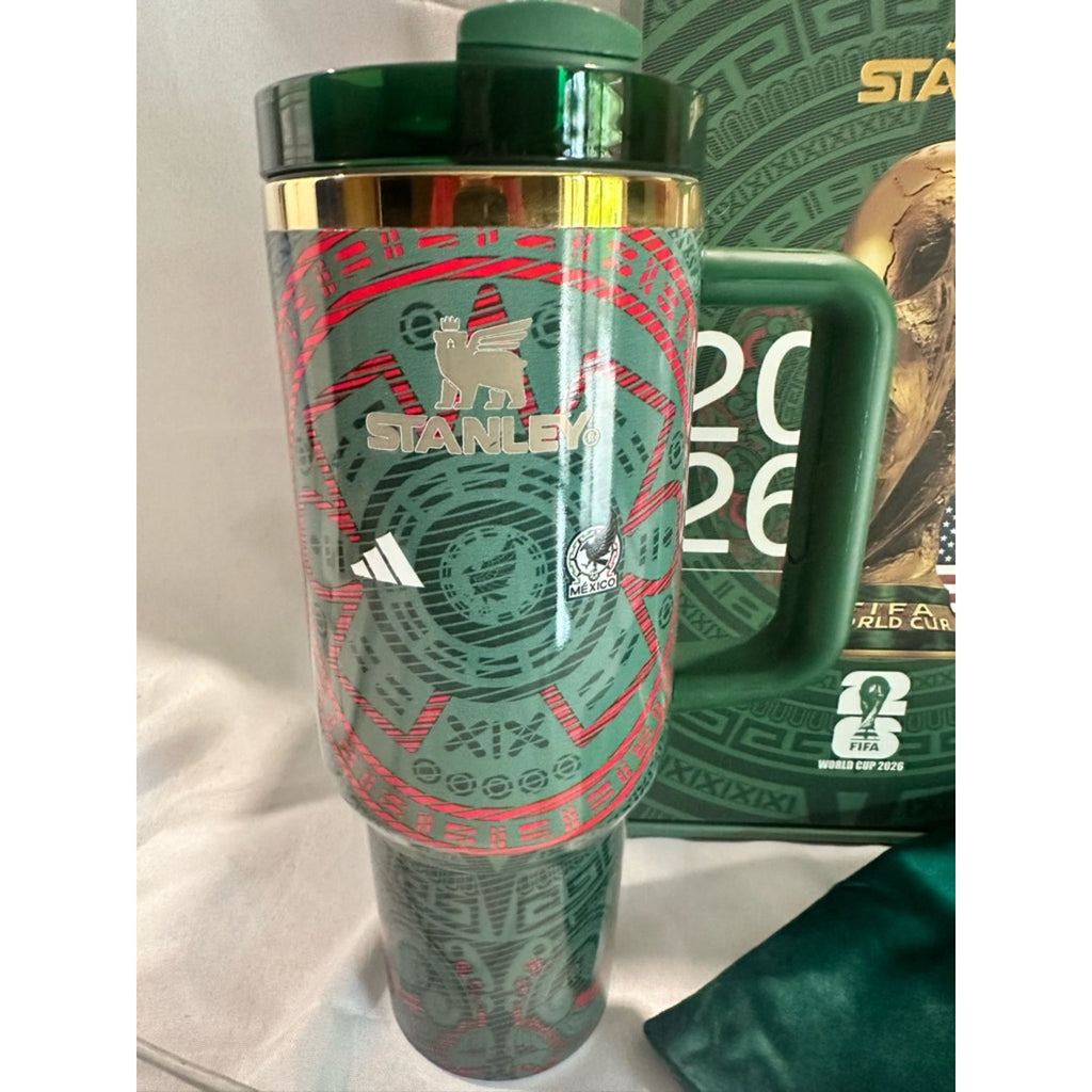 Custom engraved Stanley Tumbler 40oz. 2026 World Cup Mexico Green Handle