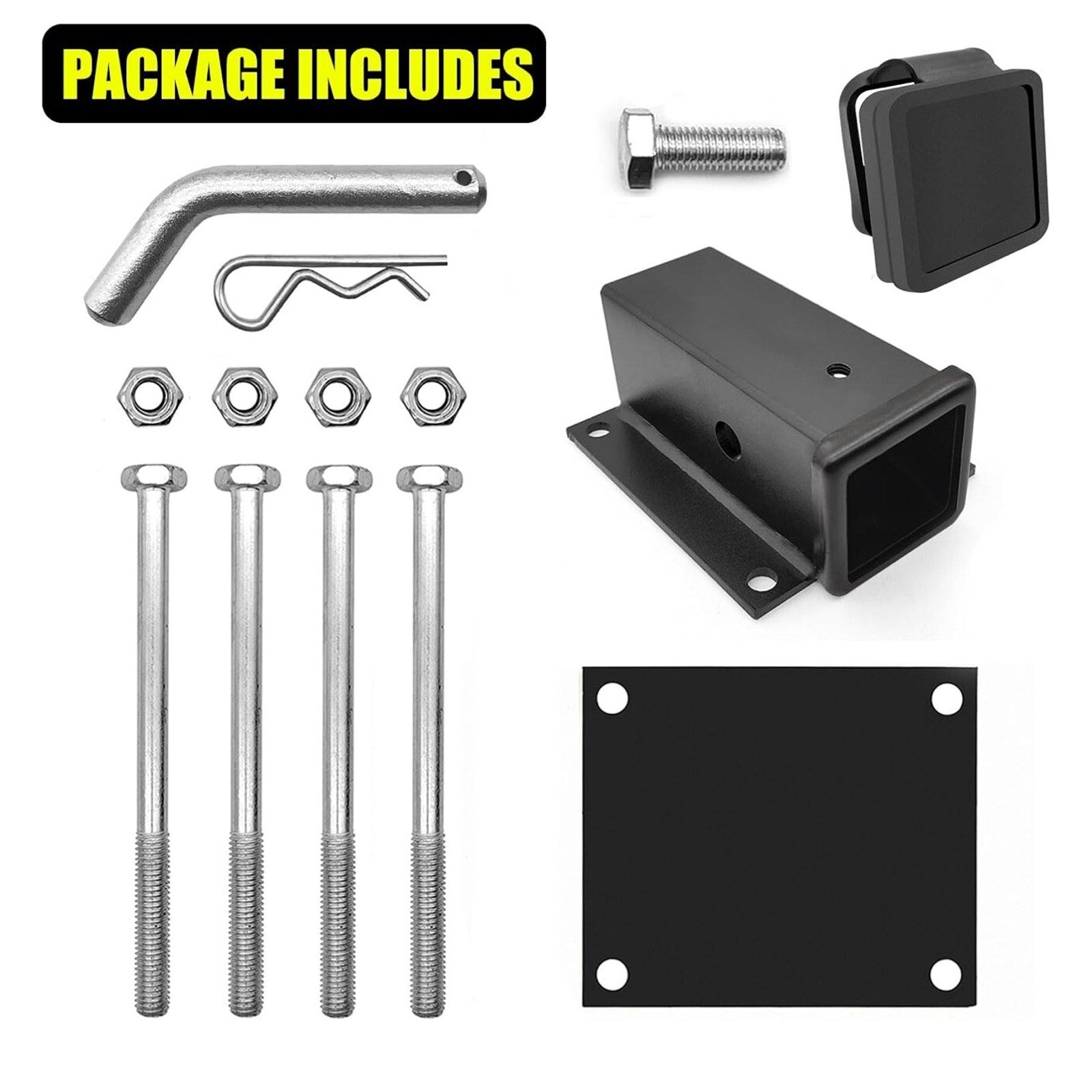 Bolt-On RV Bumper Hitch Receiver Adapter for 4-4.5'' Beams，2'' Receiver Opening,