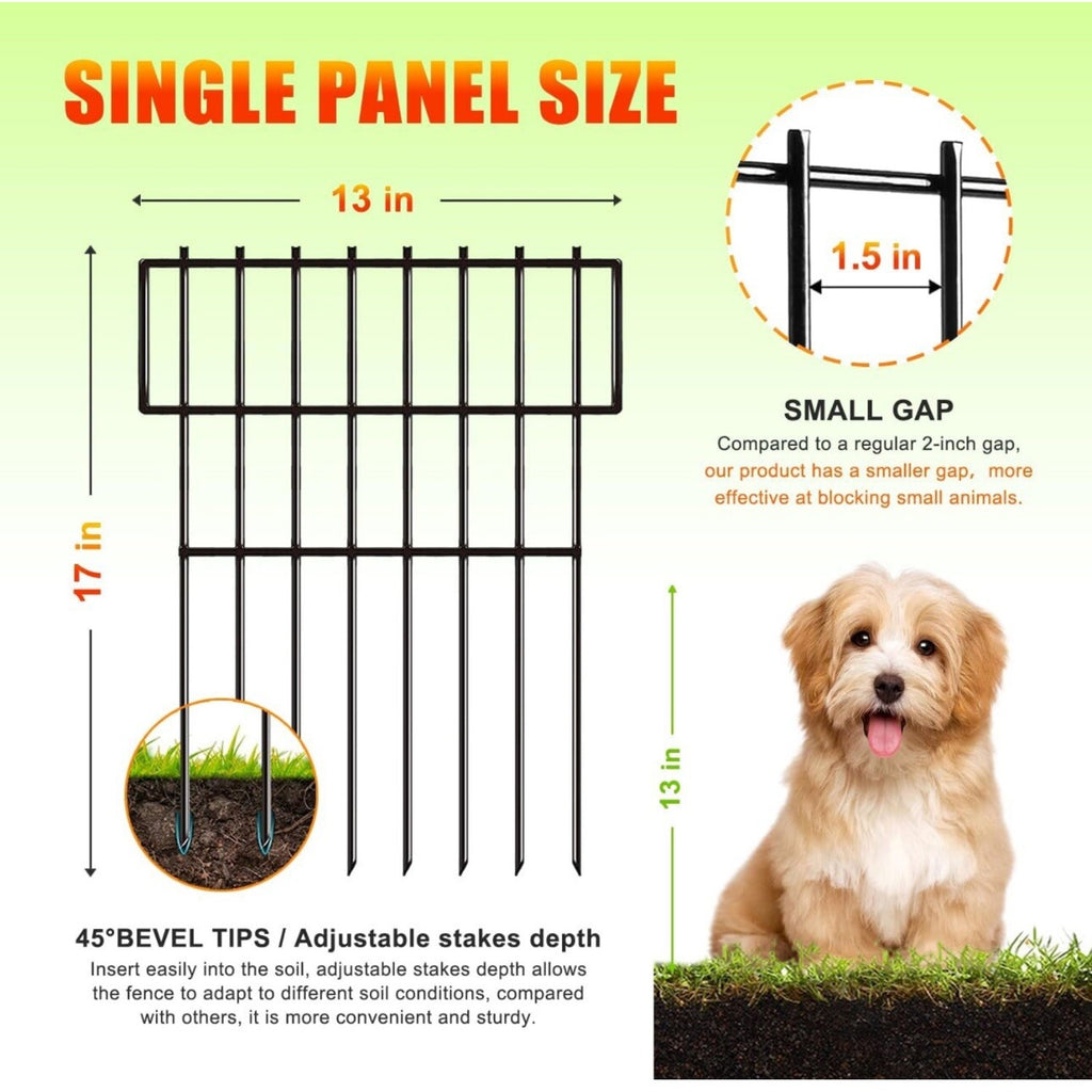 Animal Barrier Fence No Dig 10pcs Garden Fence 10.8ft(L) X17 H Dog Fence