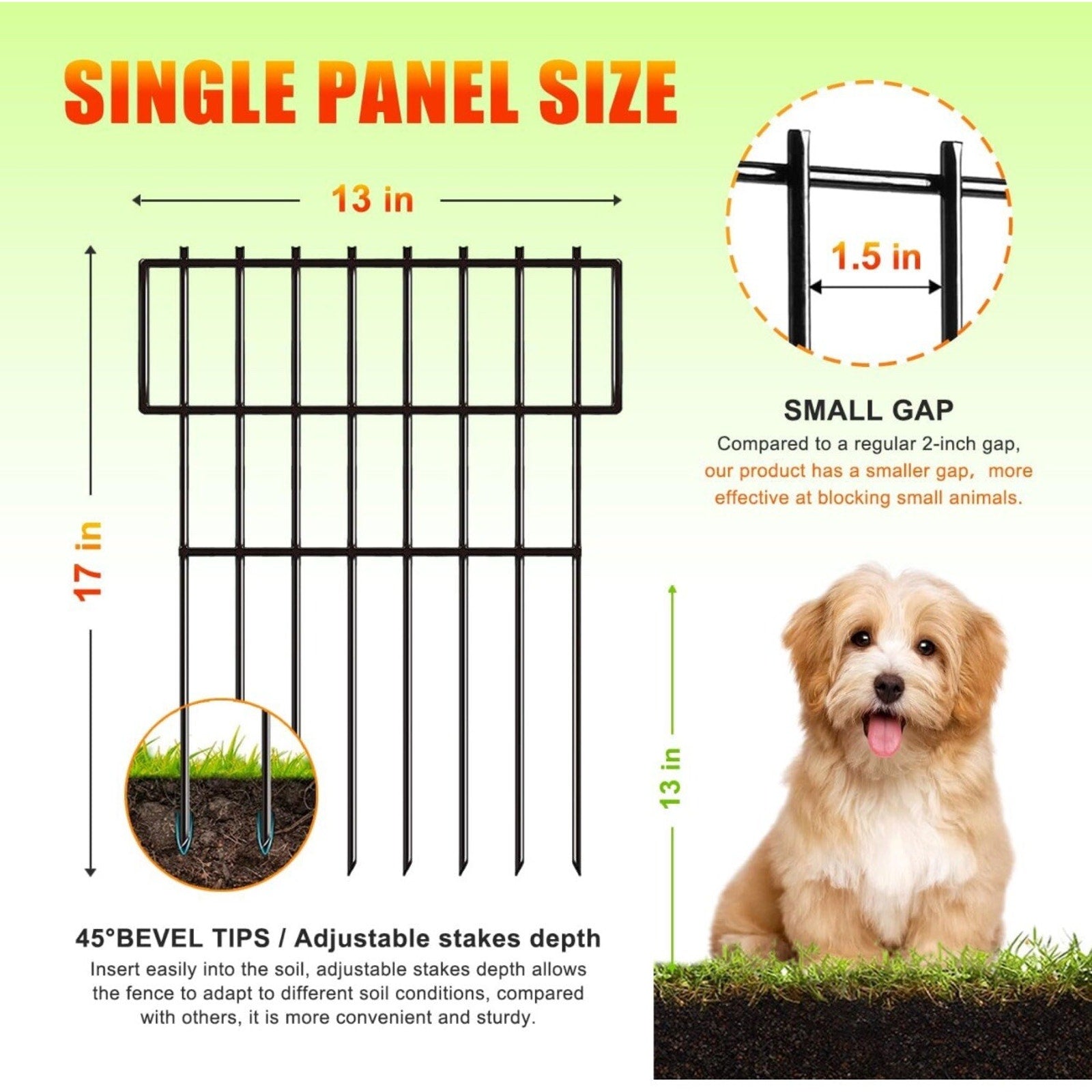 Animal Barrier Fence No Dig 10pcs Garden Fence 10.8ft(L) X17 H Dog Fence