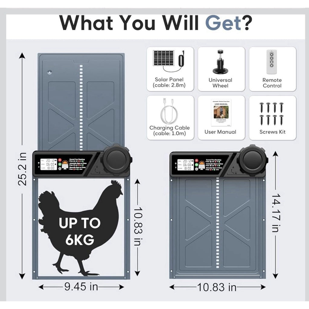 Large Size Automatic Chicken Coop Door Solar - Powered Auto Chicken Door Open