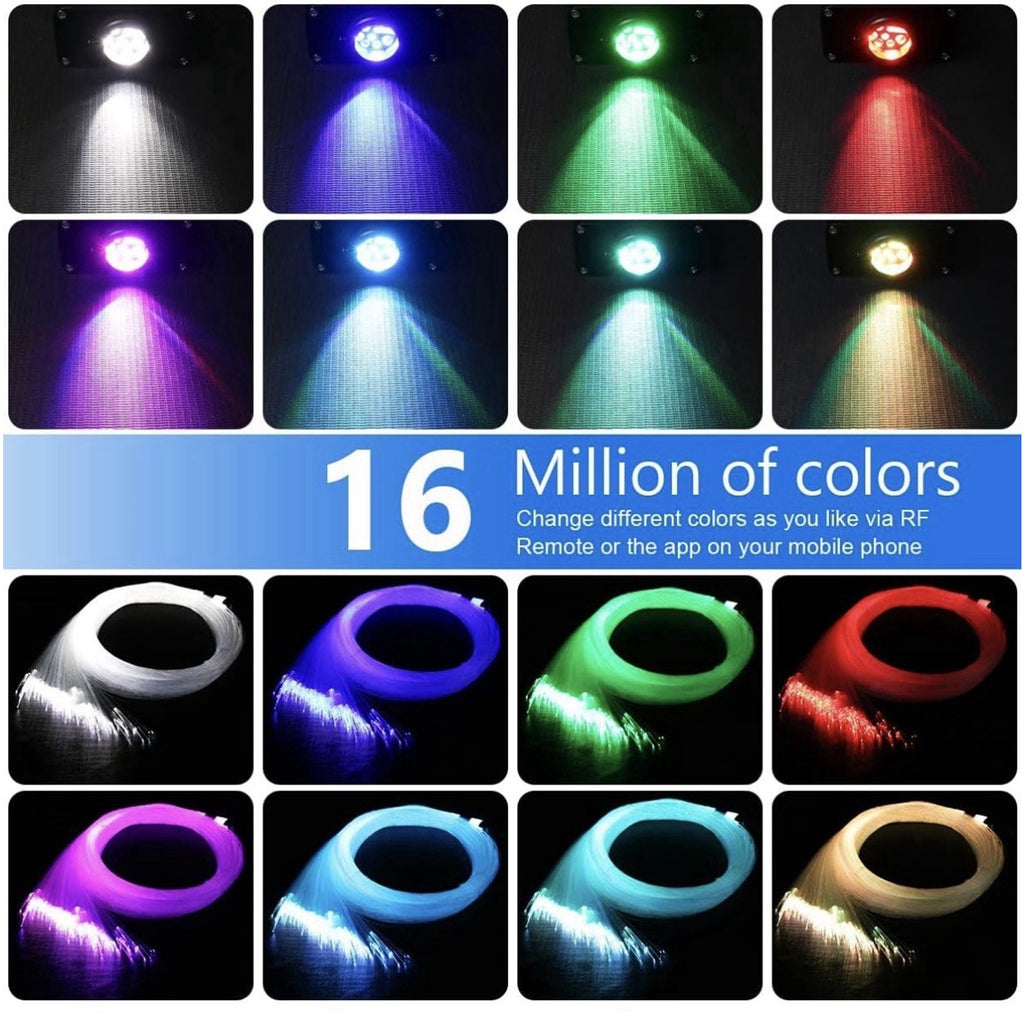 150pcs 0.03in 6.5ft Fiber Optic Star Ceiling Kit APP & Remote Control