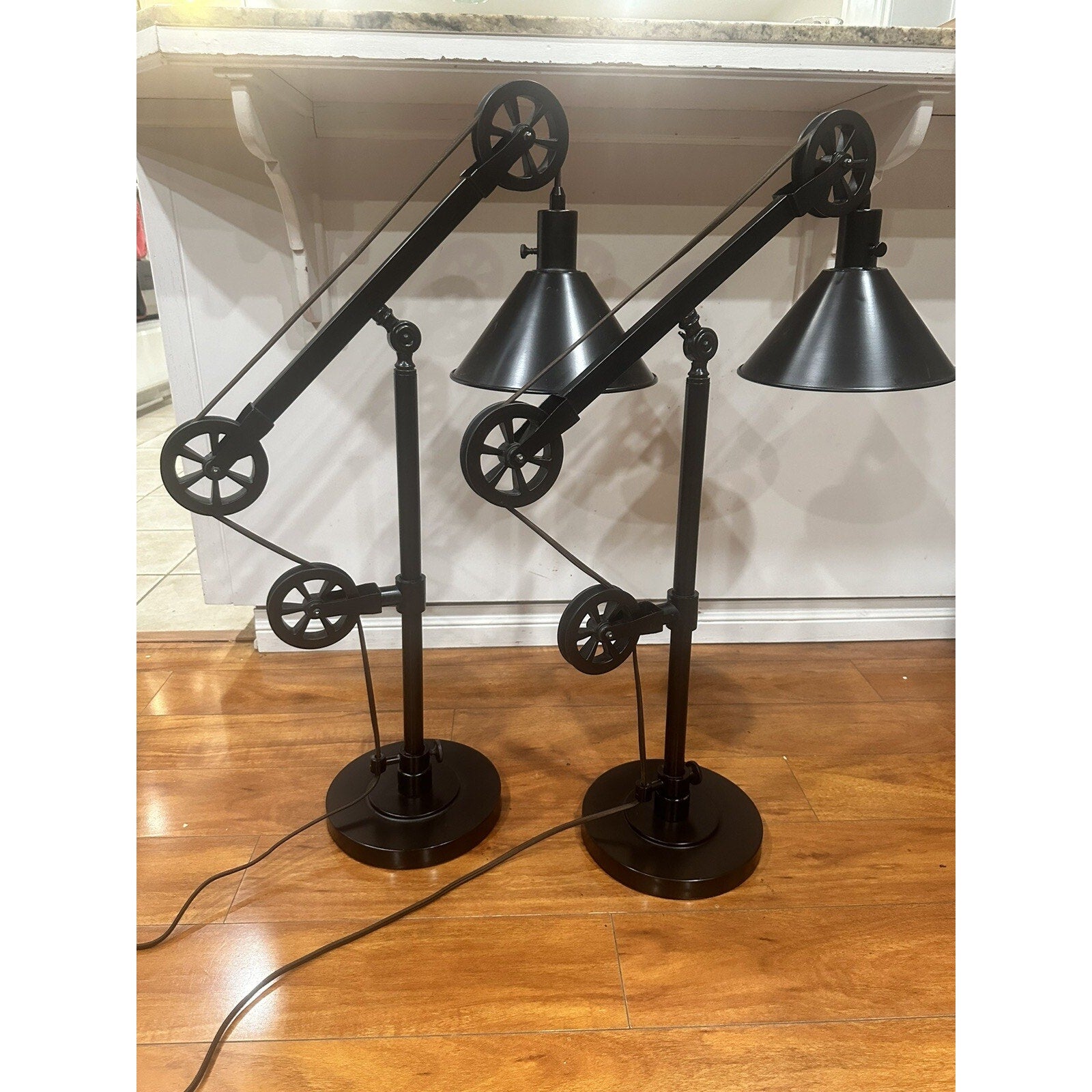 Set Of 2, 29" Blackened Bronze Metal Table Lamp, Please Read The Description