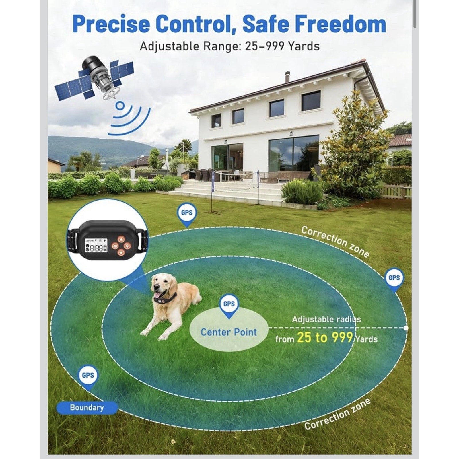 GPS Wireless Dog Fence IPX6 Waterproof Collar for Dogs 18 Lbs