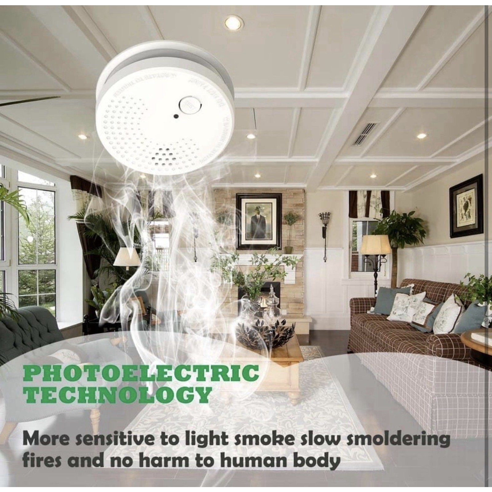 Smoke Detector 3 Pack, 9V Battery, Photoelectric, Easy Install, 06/2035