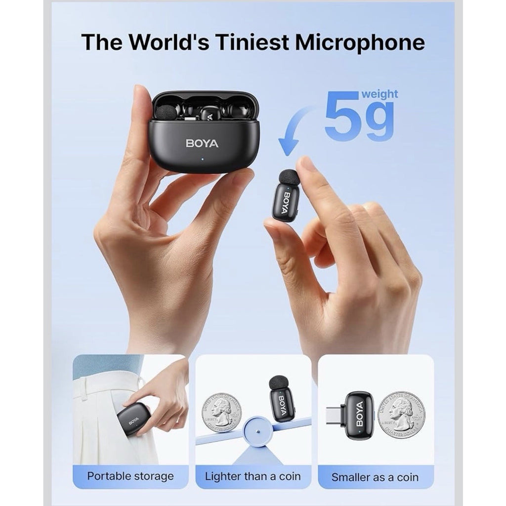 BOYA Mini 2 Wireless Lavalier Microphones for Iphone 15/16/17 & Android, AI Nois