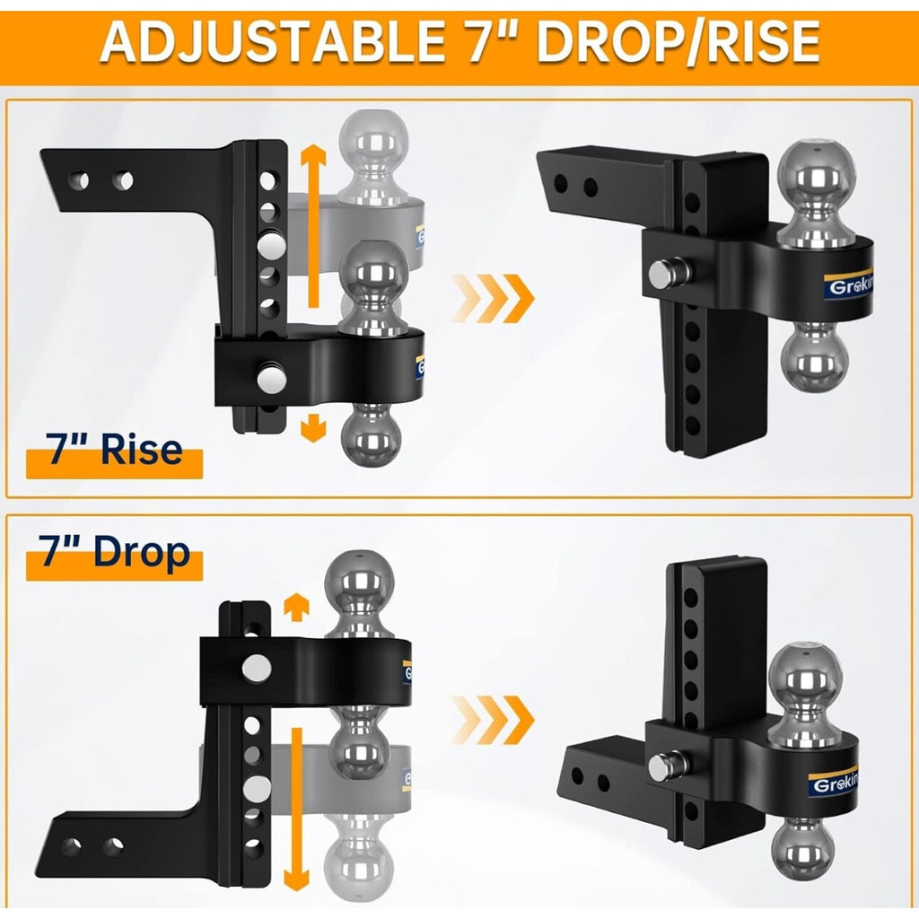 Trailer Hitch Fits 2 Inch Receiver, 6 Inch Adjustable Drop Hitch, 12,500 LBS