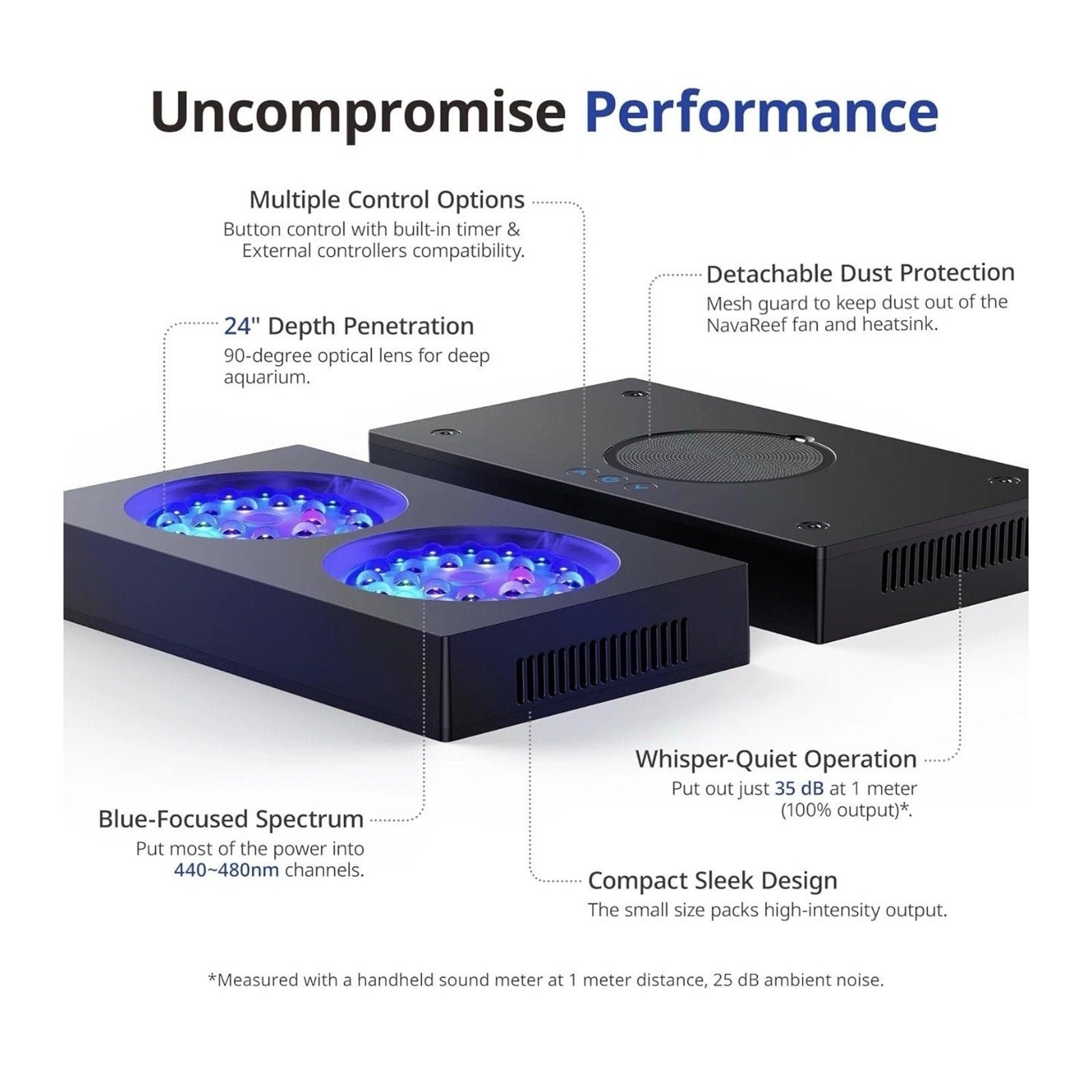 NICREW Navareef 65 Reef LED Light, 65W Reef Aquarium Lighting for Soft/Lps Corals