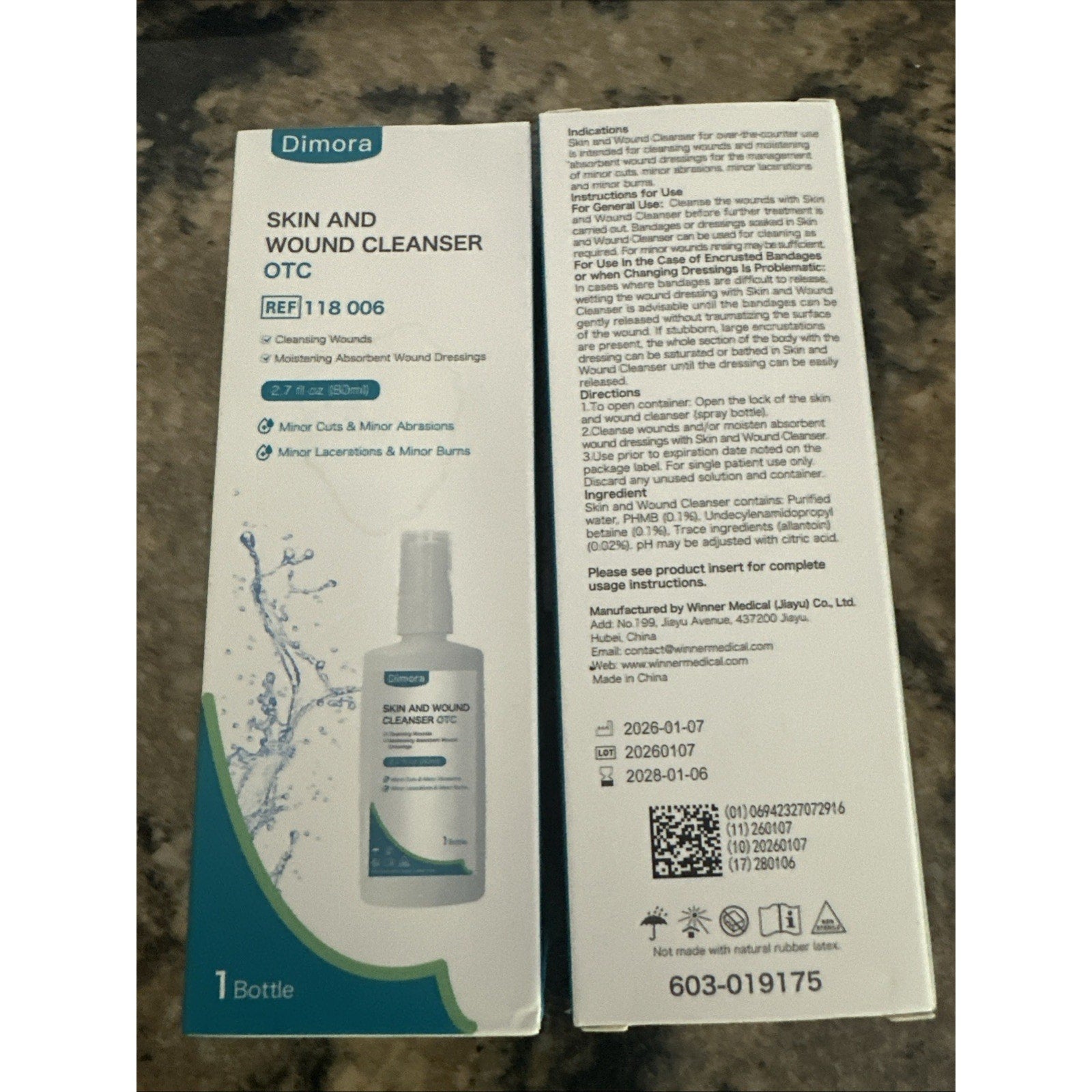 2PK Dimora Skin and Wound Cleanser, OTC First Aid Antiseptic Cleanser,Moistening