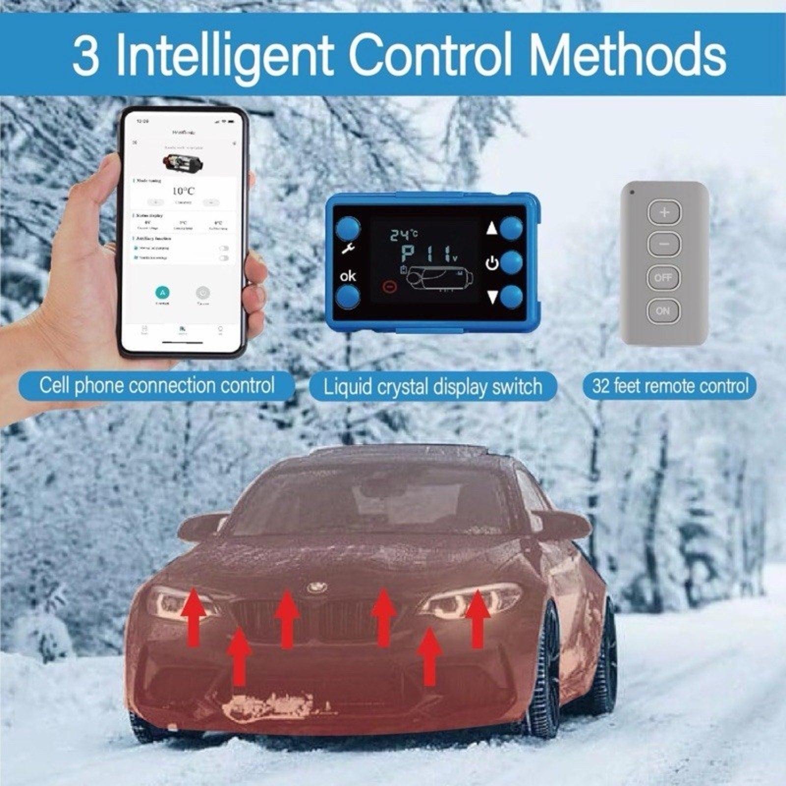 Diesel Air Heater 8KW 12V /24V W/Bluetooth AC110V AC Adapter For RV Camper, Tent