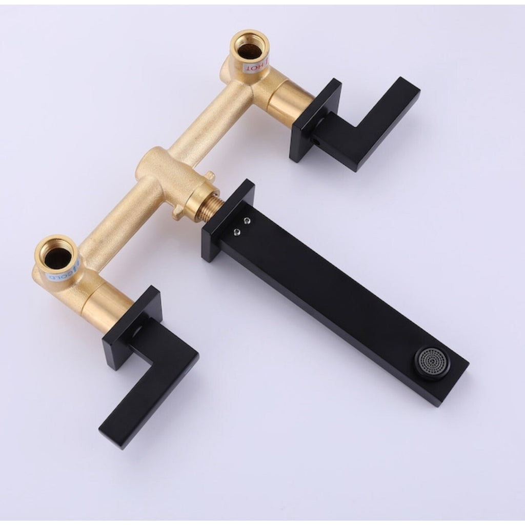 BiaoTeng 3 Hole Taps for Bathroom Basin Wall Mounted Hot and Cold