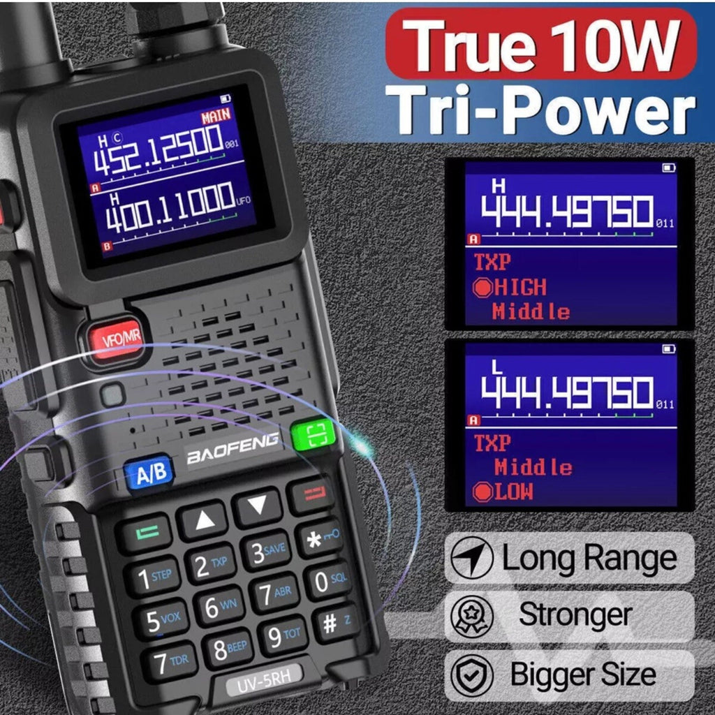 2PCS BAOFENG UV-5RH 10W TRUE TRI BAND COPY FREQUENCY HAM RADIO WALKIE TALKIE KIT