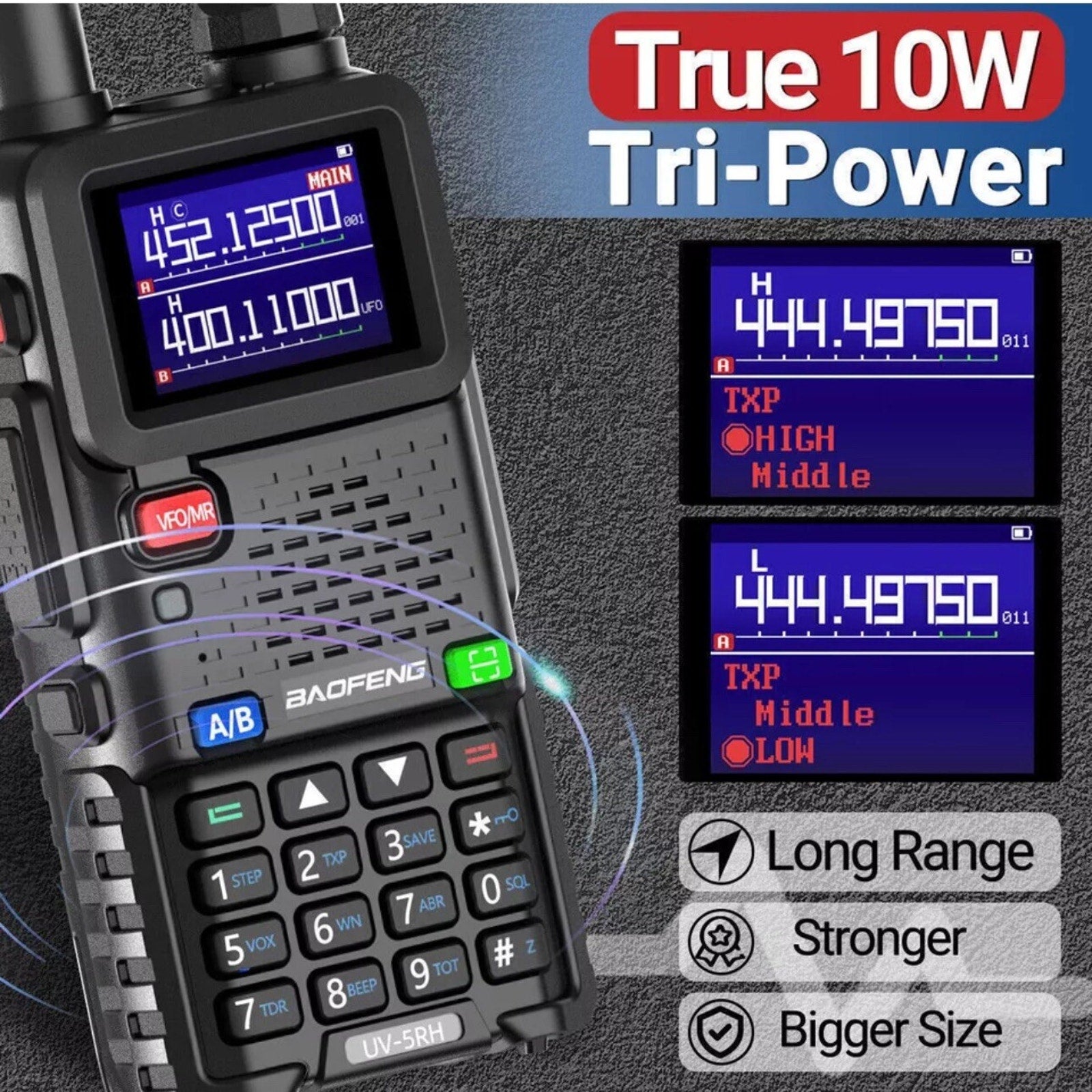 2PCS BAOFENG UV-5RH 10W TRUE TRI BAND COPY FREQUENCY HAM RADIO WALKIE TALKIE KIT
