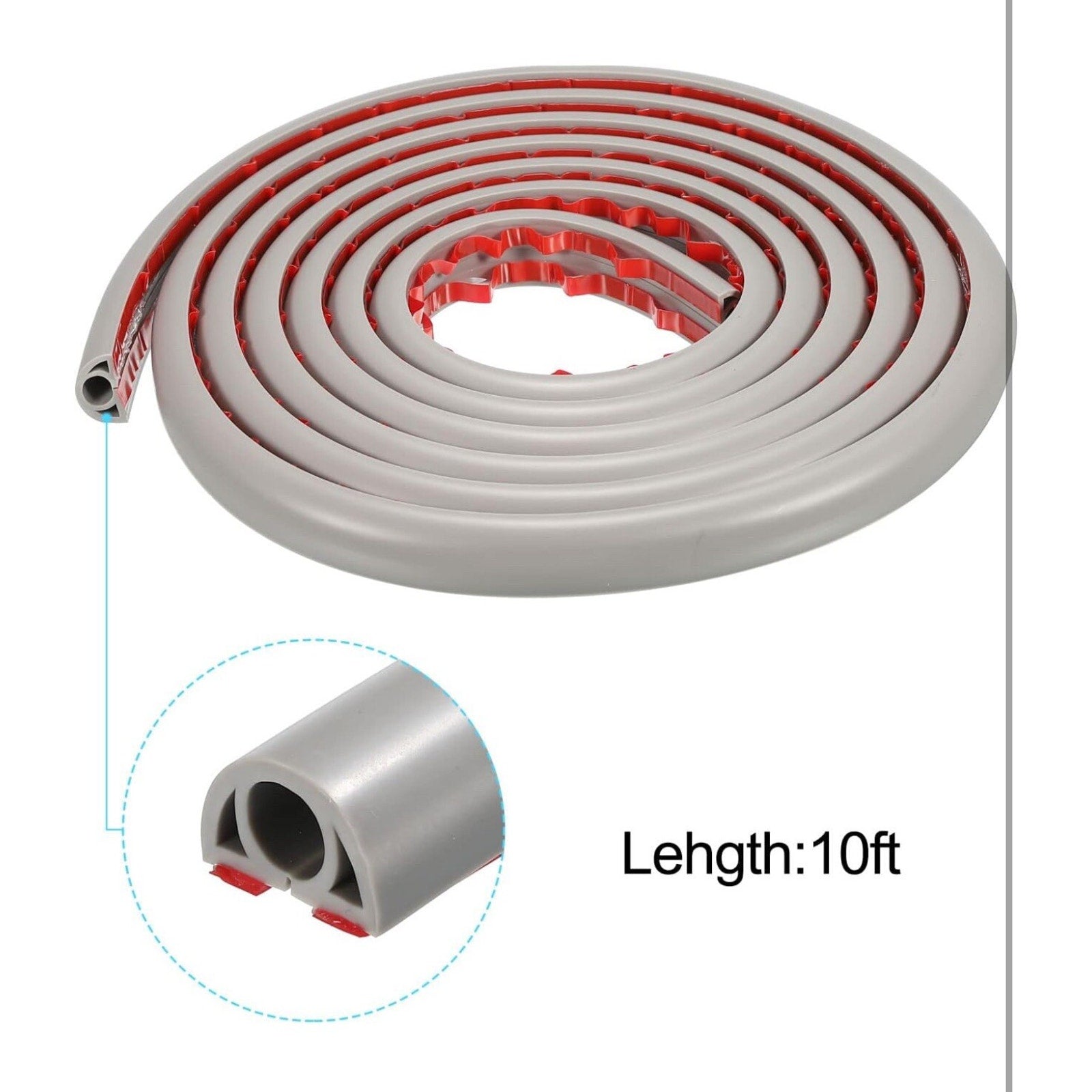 10ft Floor Cord Cover Cable Protector 0.35" W x 0.28" H Grey