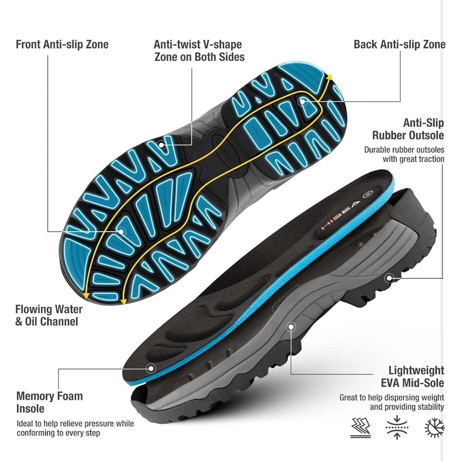 HISEA Rubber Rain Boots for Men, Waterproof Insulated Neoprene Hunting Size 12