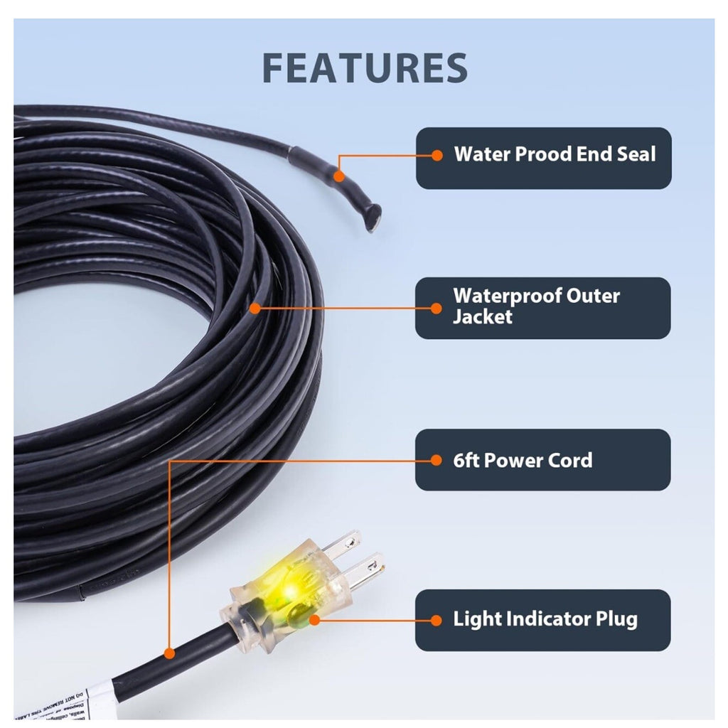 Pre-assembled Self-regulating Pipe Heating Cable Heat It 30ft