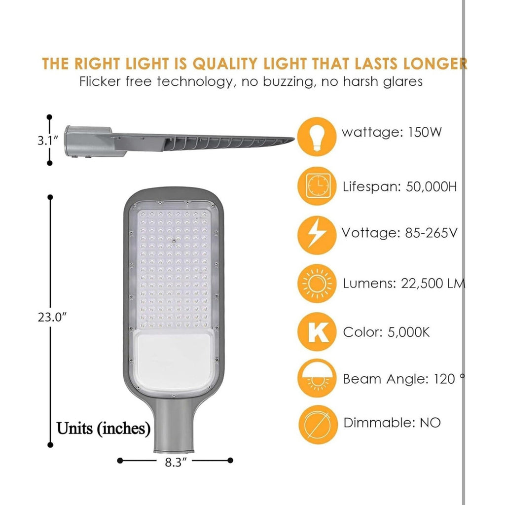 150W LED Parking Lot Lights with Dusk-to-Dawn Photocell Sensor
