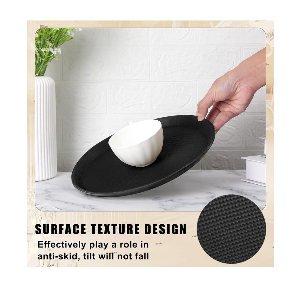 8 Pieces Restaurant Serving Tray, Non Slip Surface round Tray, Plastic Food Meal