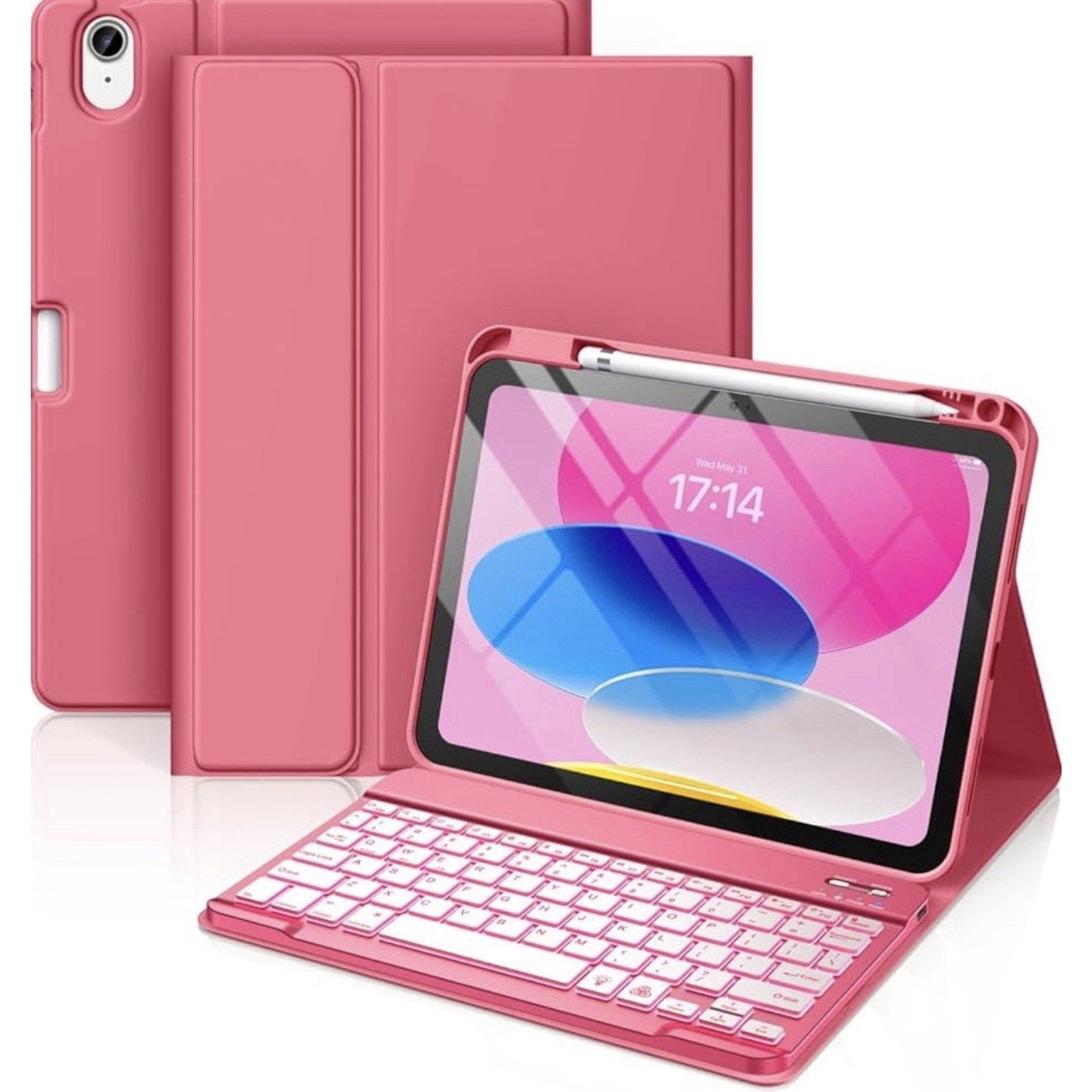 Pink Hamile for iPad 11th 10th Generation Case with Keyboard with Pencil Holder