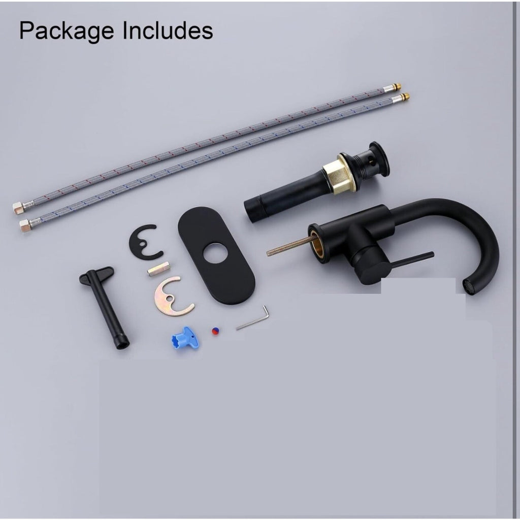 Single-Handle Bathroom Sink Faucet, Swivel Spout, with Pop-Up Drain with Overflo