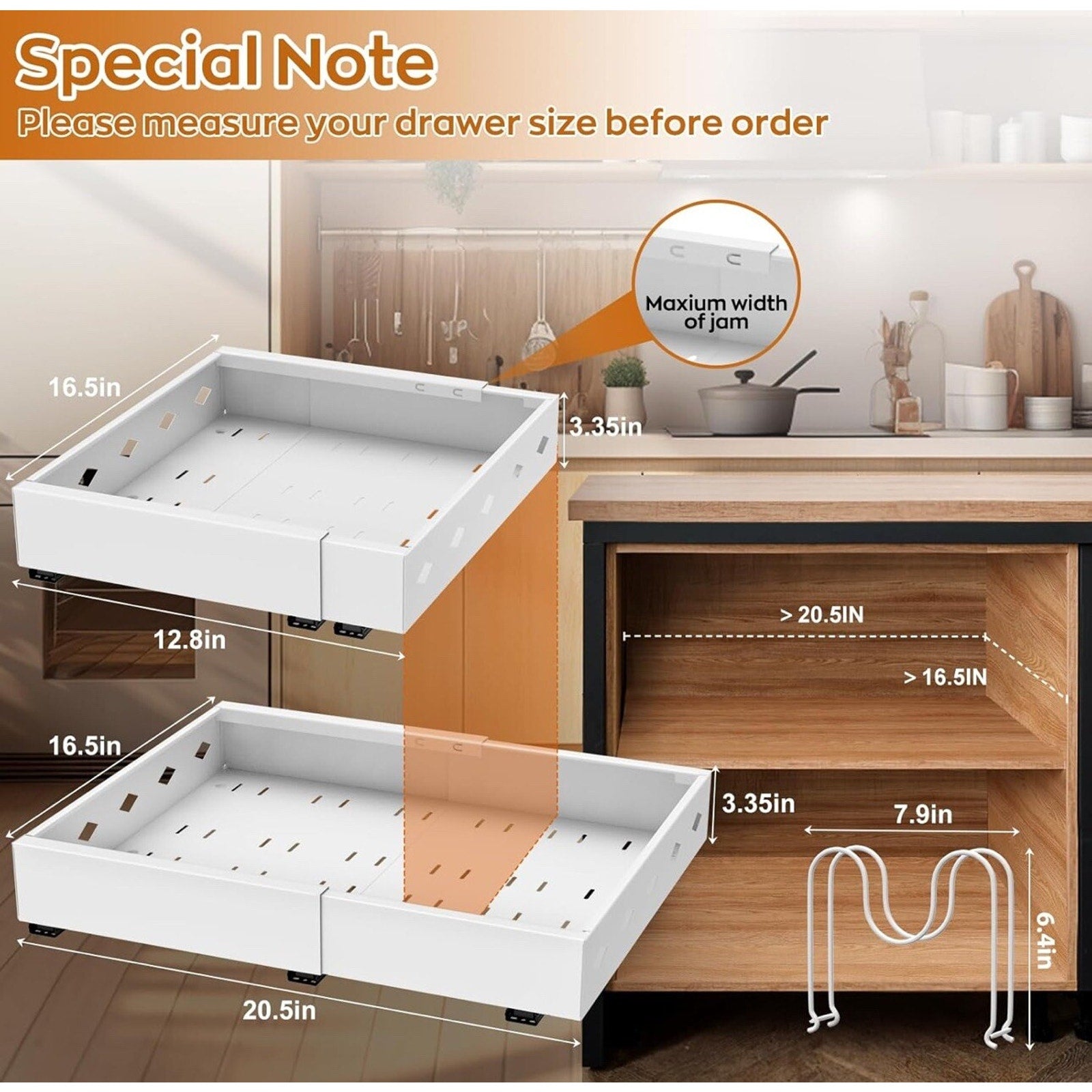 Pull Out Cabinet Organizer, Expandable Pull-out Home Organizers with 4 Dividers