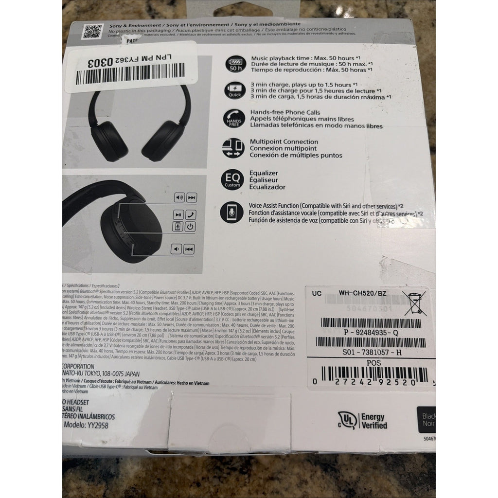 Sony WH-CH720N Wireless Over-Ear Headphones - Black
