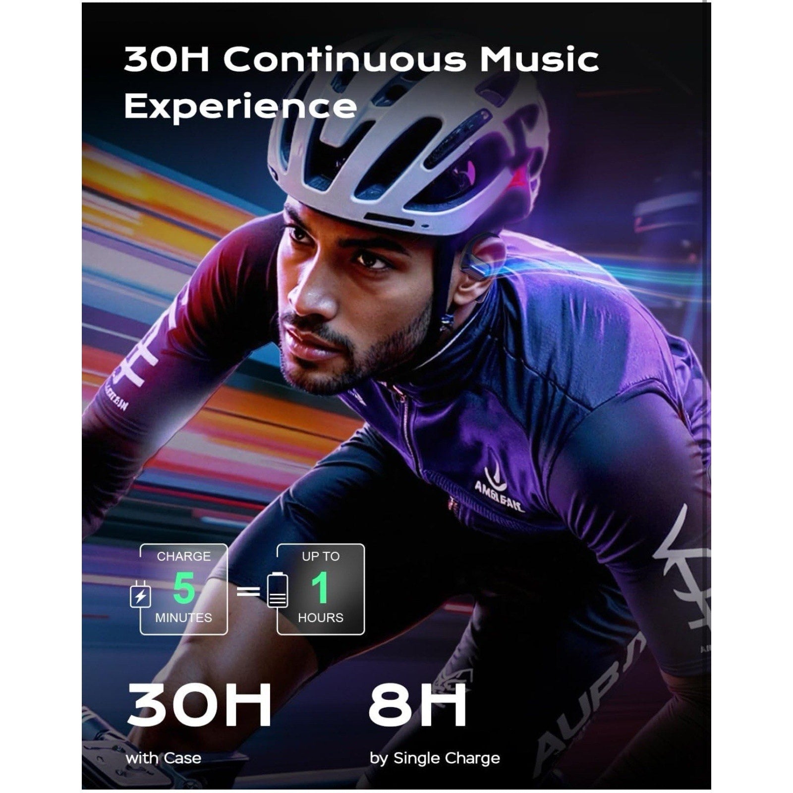 True Bone Conduction Headphones,Open-Ear Headphones,Up to 30H Playtime
