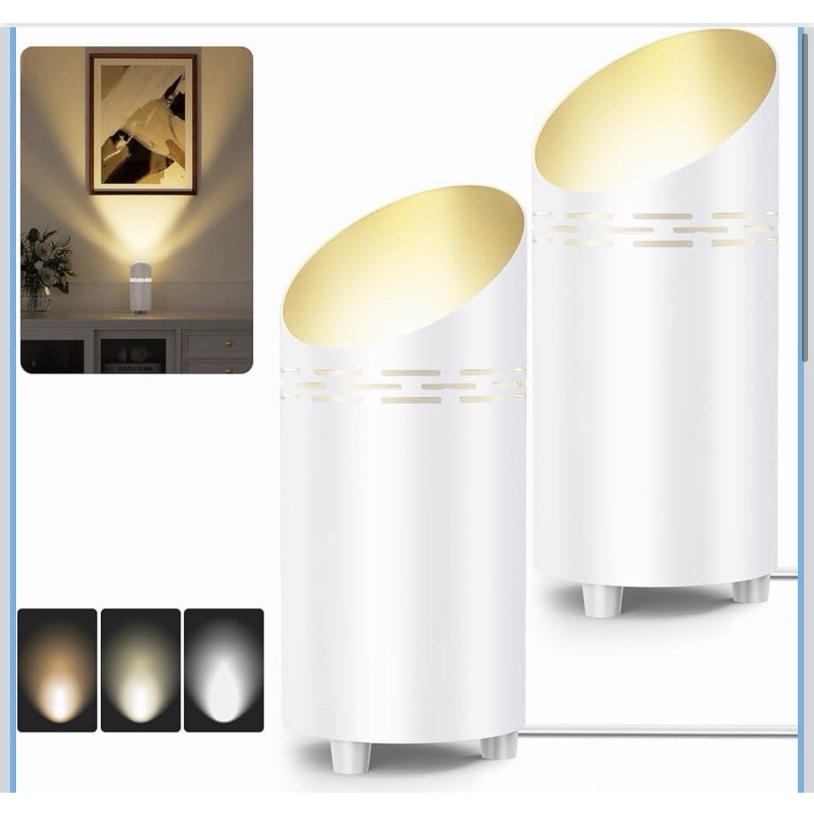 2 Pack Uplights Indoor Floor Can Lights, 3000K/4000K/6000K Spotlight Indoor
