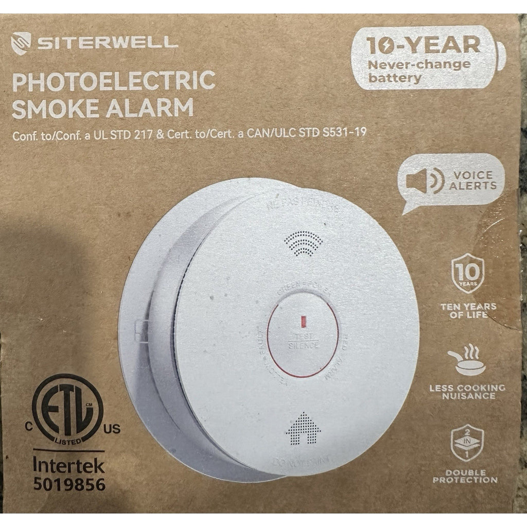 1 X SITERWELL Battery Photoelectric Smoke Alarm 10 Year Battery GS886-H04