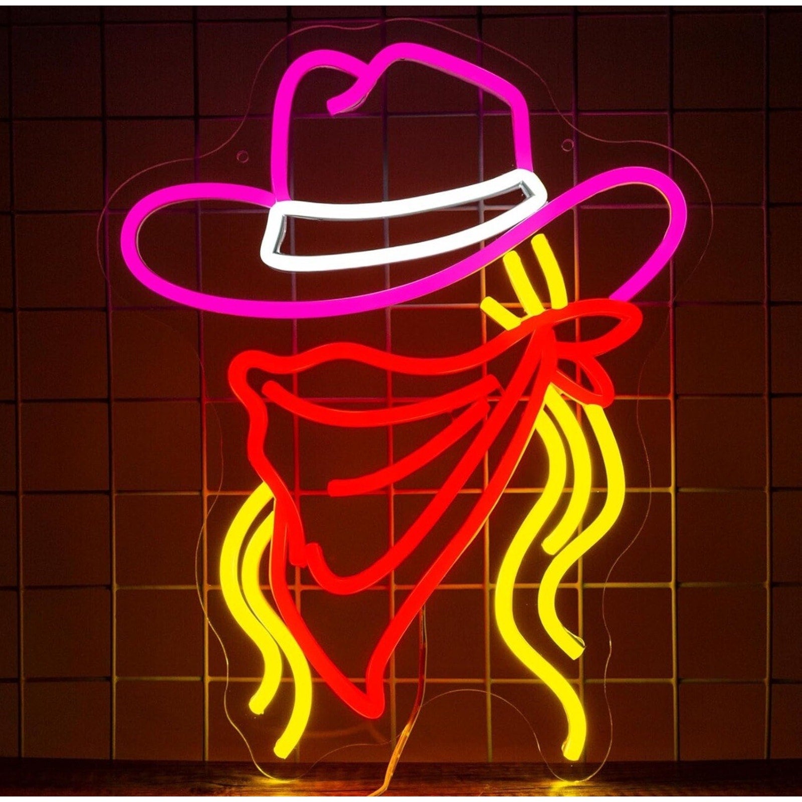 Cowgirl Neon LED Light Sign 15"x12.” Eco friendly in stock