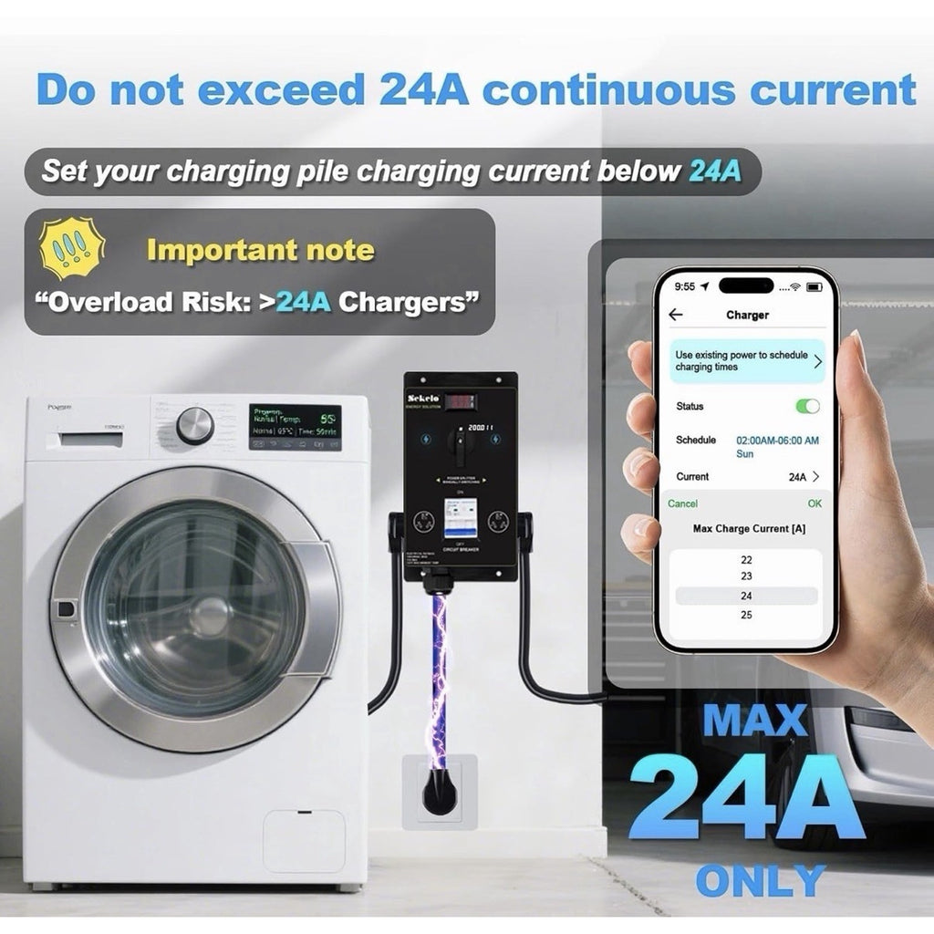 Manual EV Charging Switch with NEMA 10-30 Splitter for Dryer & EV Use