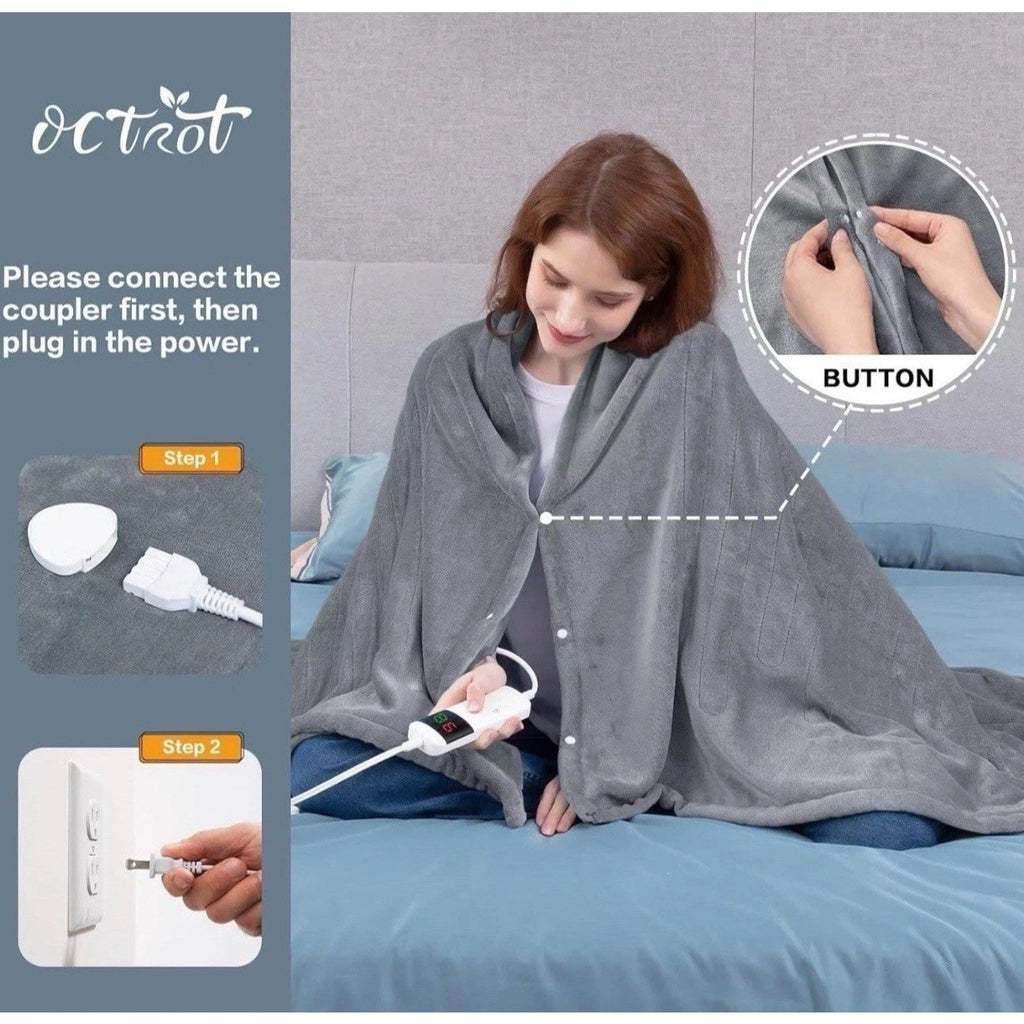 Electric Heated Blanket Throw 50'x62'' Fleece Heating Blanket Machine Wash
