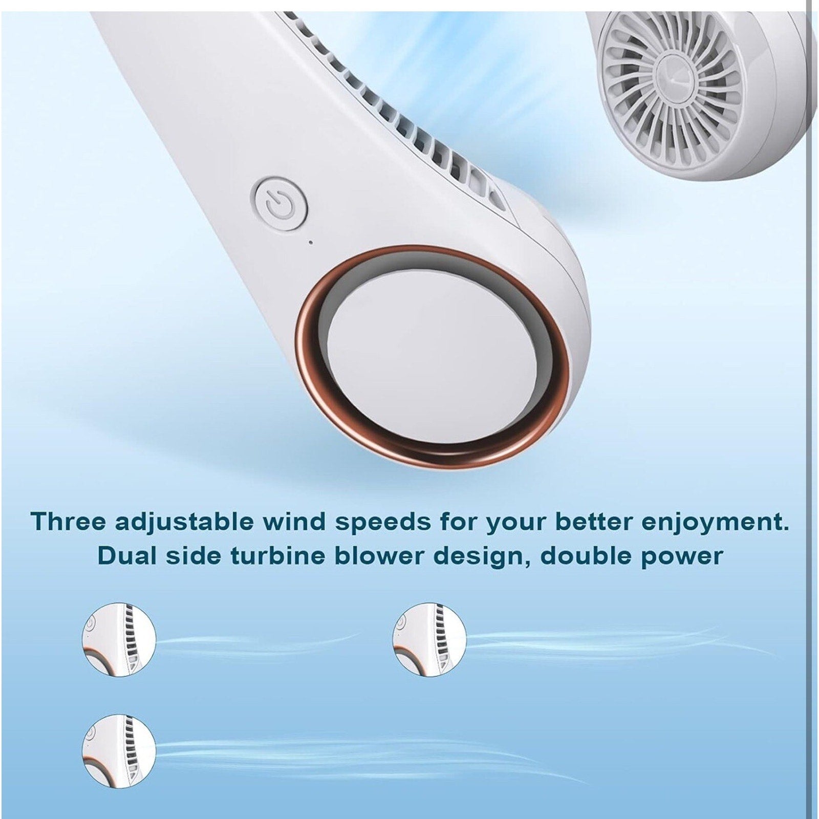 Portable Neck Fan,Hands Free Bladeless Fan, Cooling Personal Fan 3 Speed