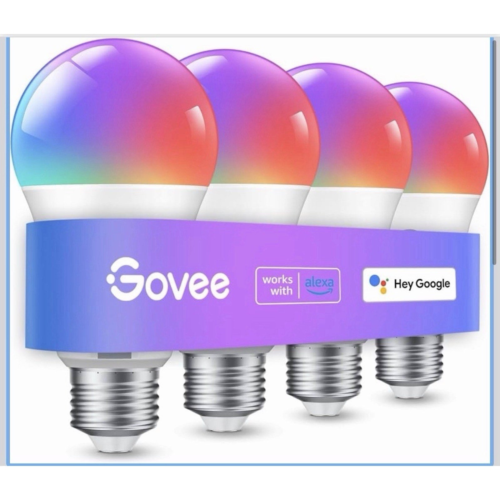 Govee Smart WiFi LED Light Bulbs 4 Pack RGBWW Color Changing Works w/ Alexa