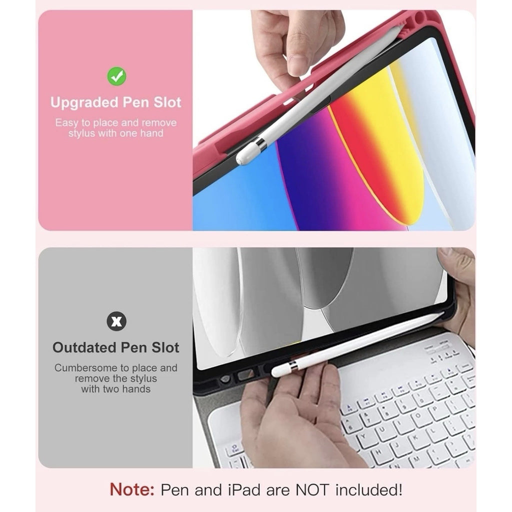 Pink Hamile for iPad 11th 10th Generation Case with Keyboard with Pencil Holder