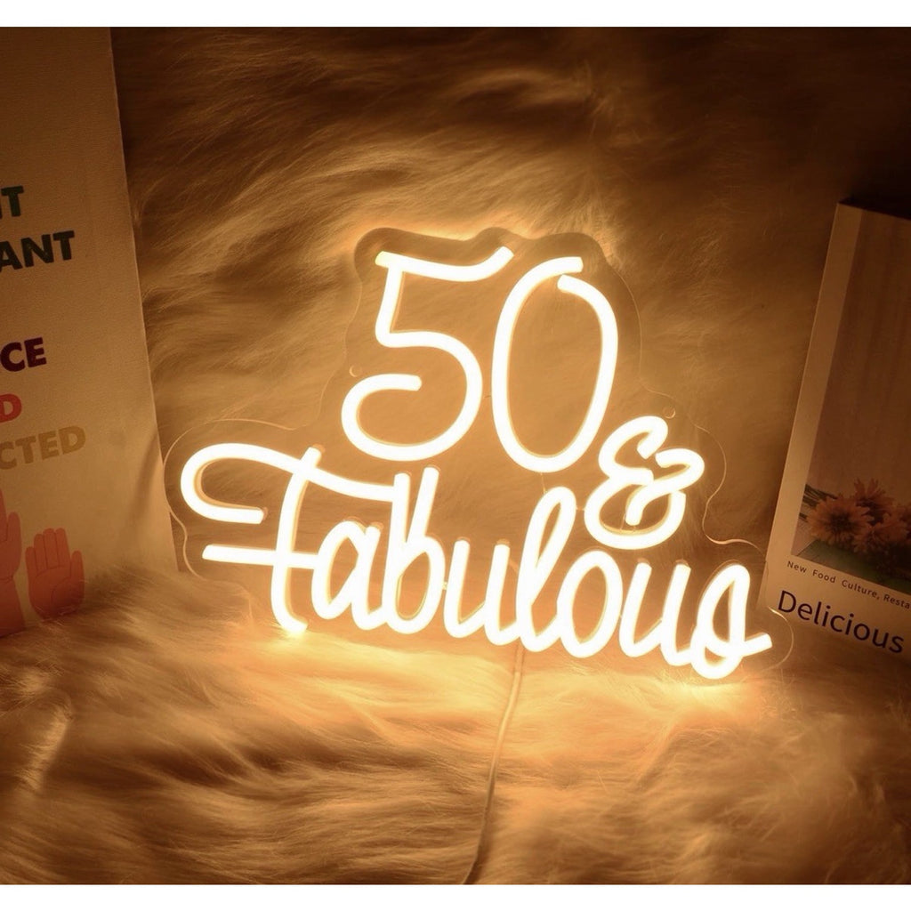 50 Fabulous Neon Light Fifty Years Old Neon Sign for 50th Wedding Anniversary