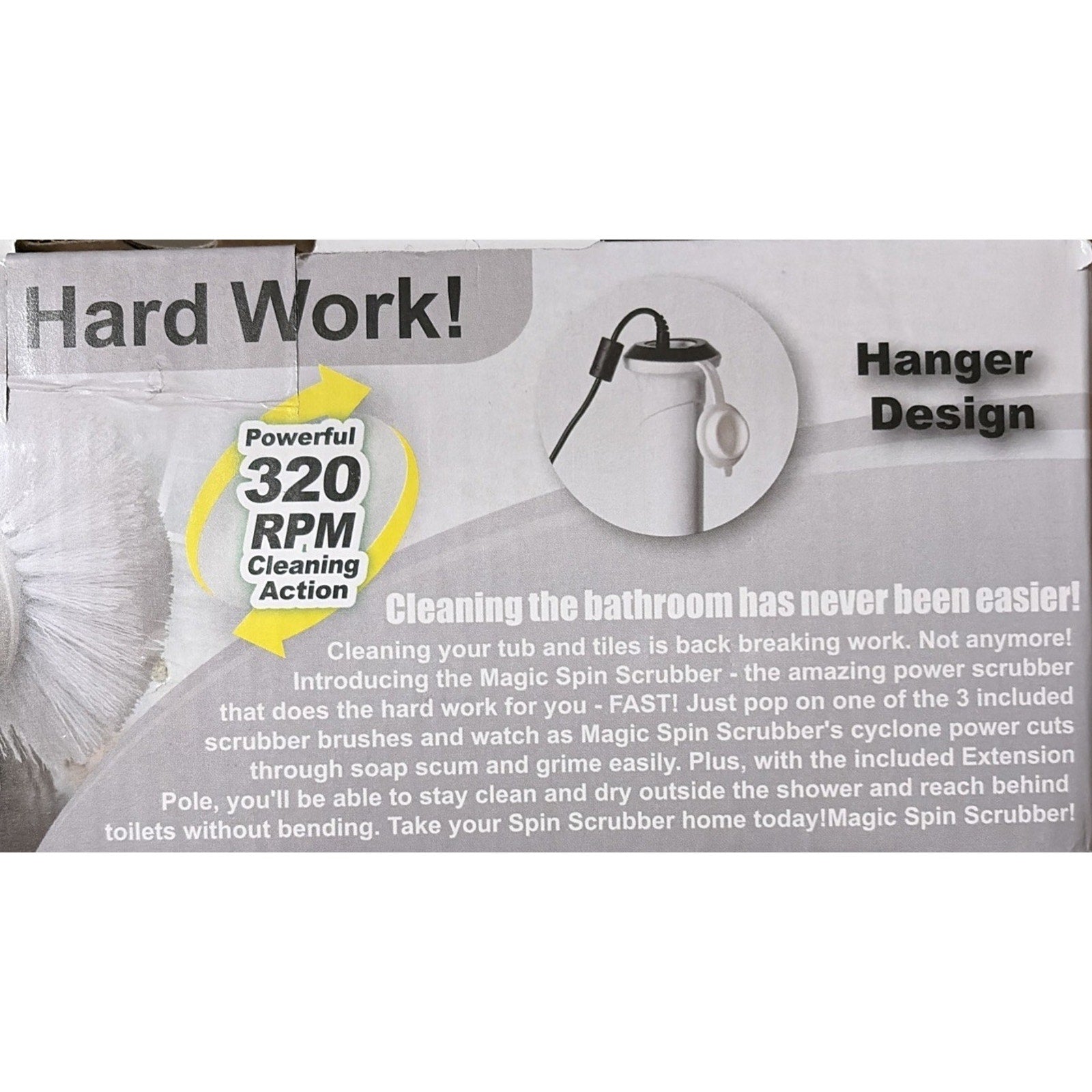 Electric Spin Scrubber, New Bathroom Cleaner, K-129, White/Gray