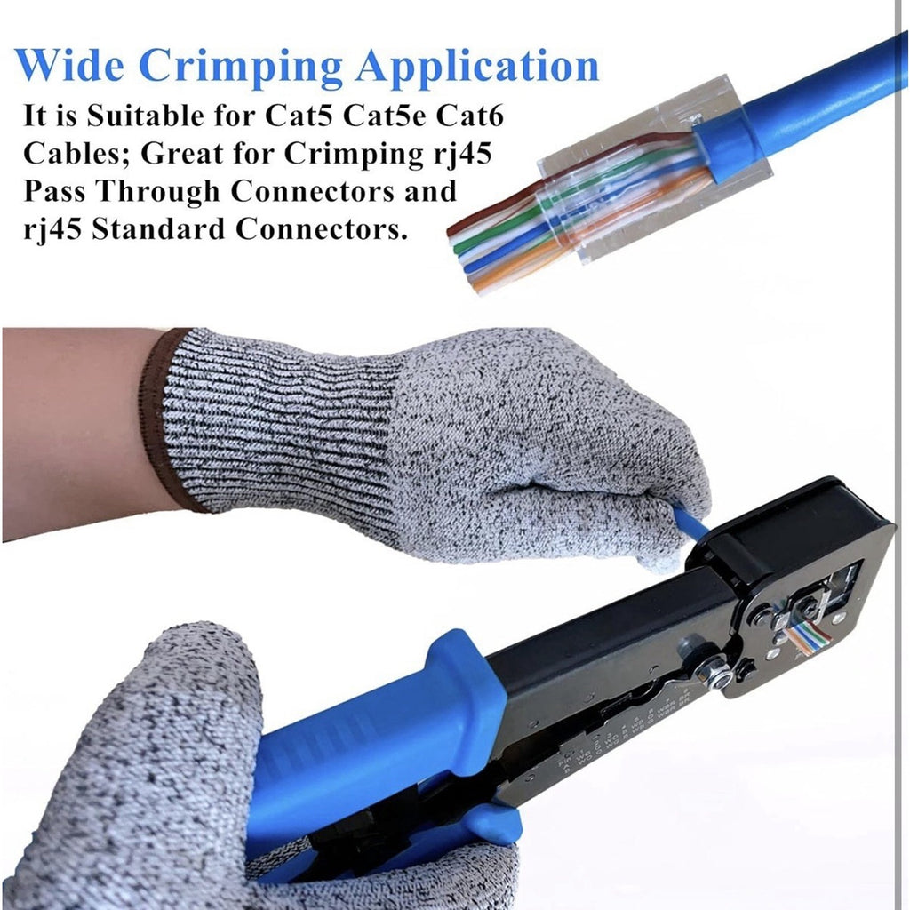 RJ45 Crimping Tool for Cat6/Cat5e 50 Pass-Through Connectors & Tester