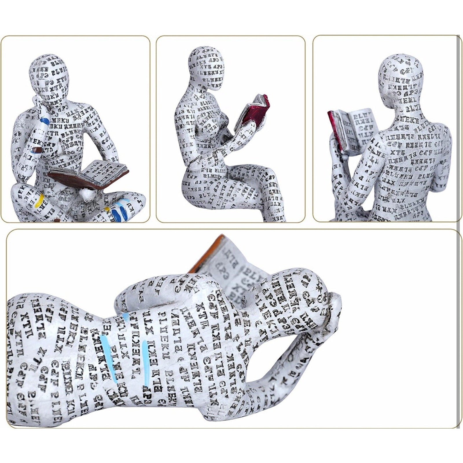 3 Pcs Pulp Reading Women Figurine Decor Thinker Statue Modern Abstract Art